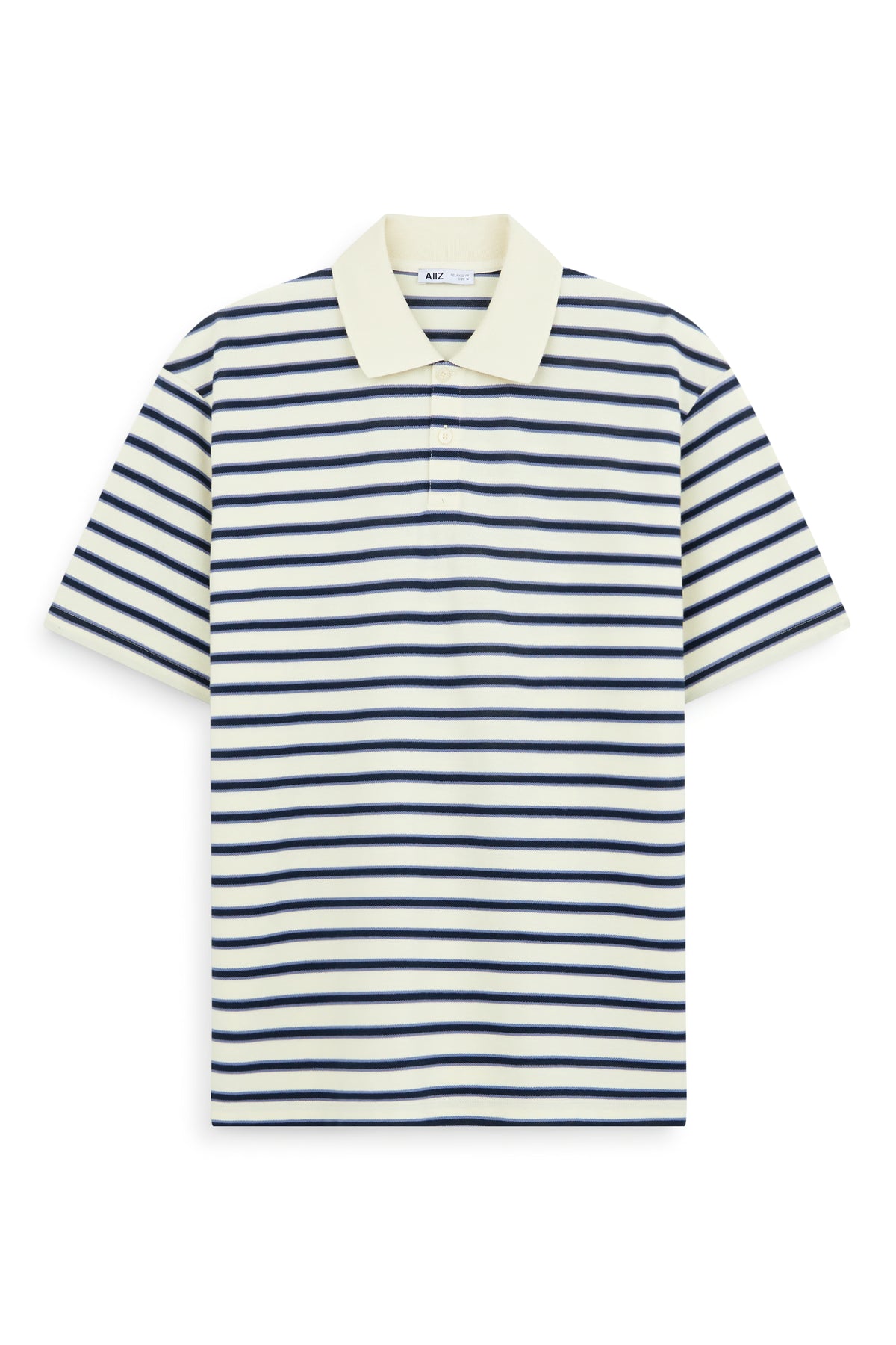 AIIZ Men's Striped Polo Shirt (Light Yellow / S)