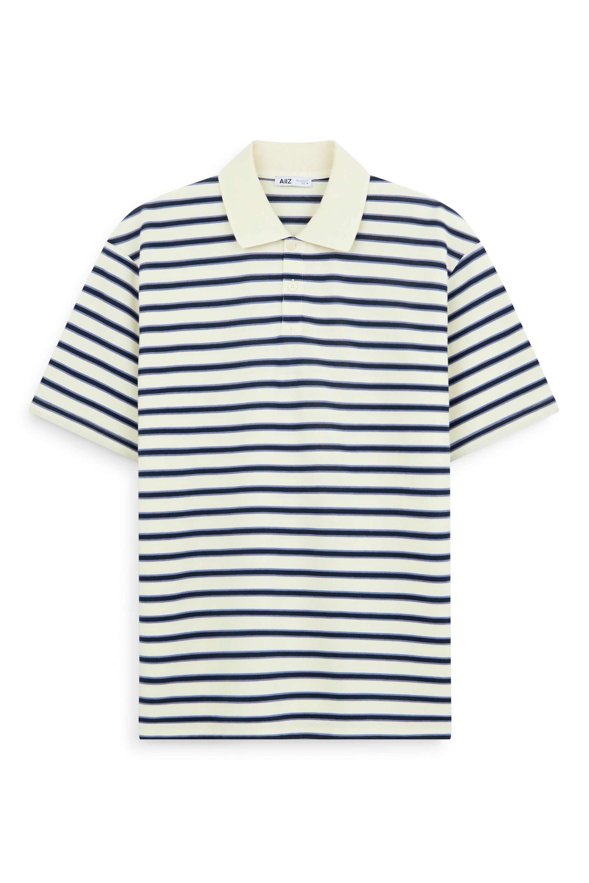AIIZ Men's Striped Polo Shirt (Light Yellow / S)