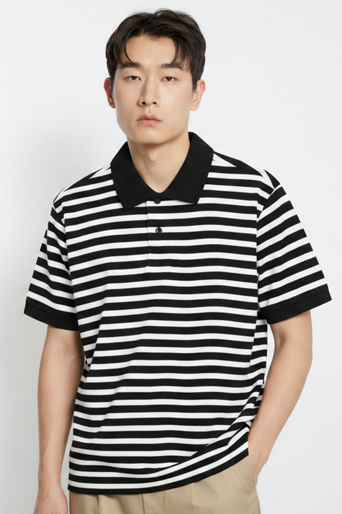 AIIZ Men's Striped Polo Shirt