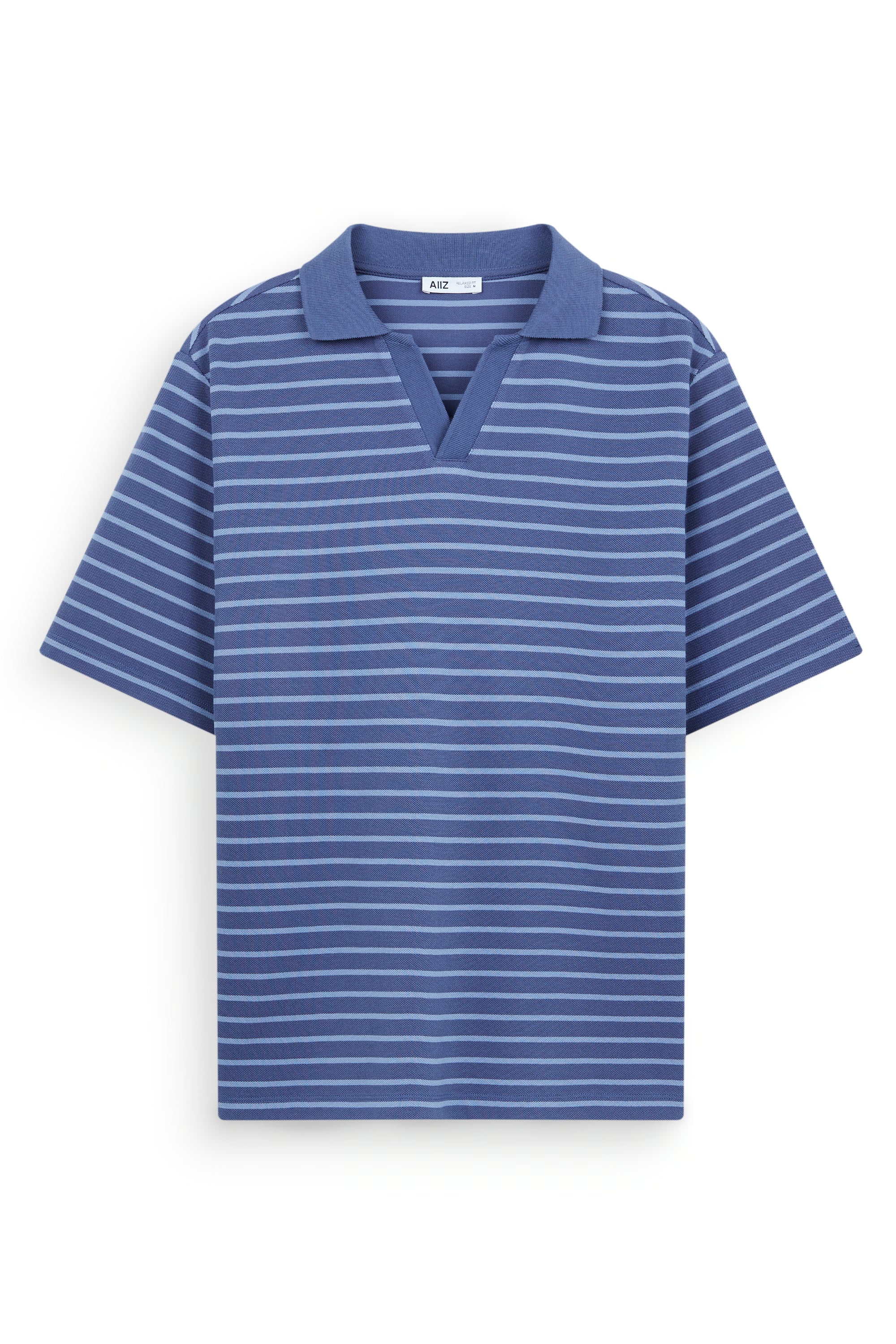 AIIZ Men’s Striped Open Collar Polo Shirt