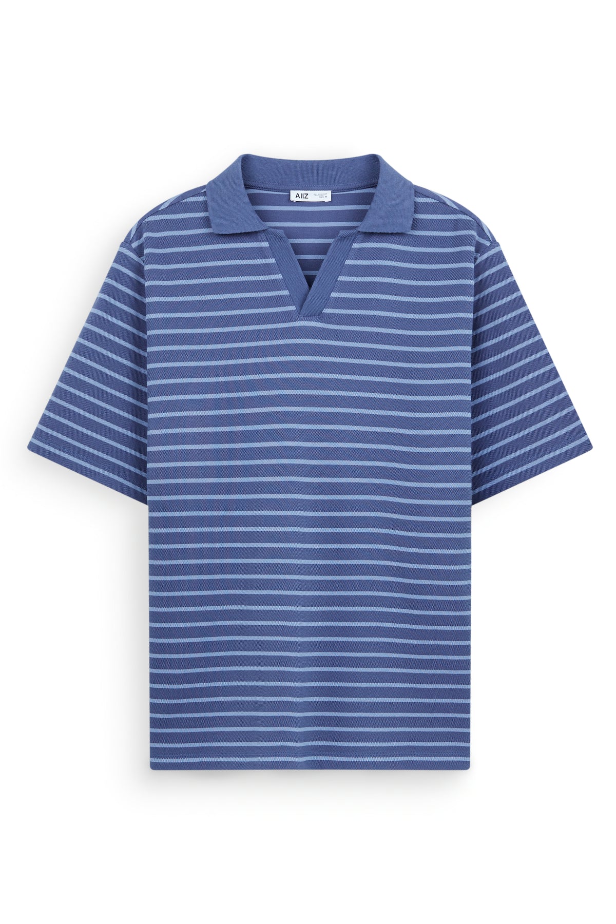 AIIZ Men’s Striped Open Collar Polo Shirt