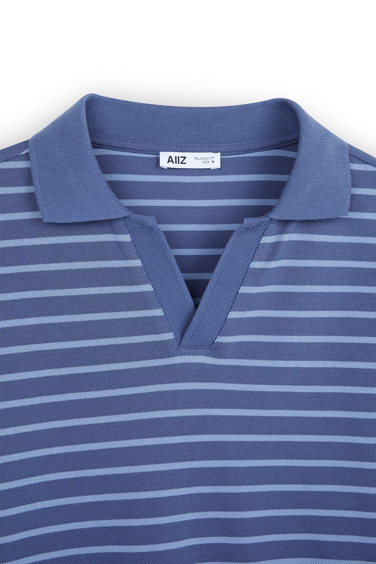 AIIZ Men’s Striped Open Collar Polo Shirt