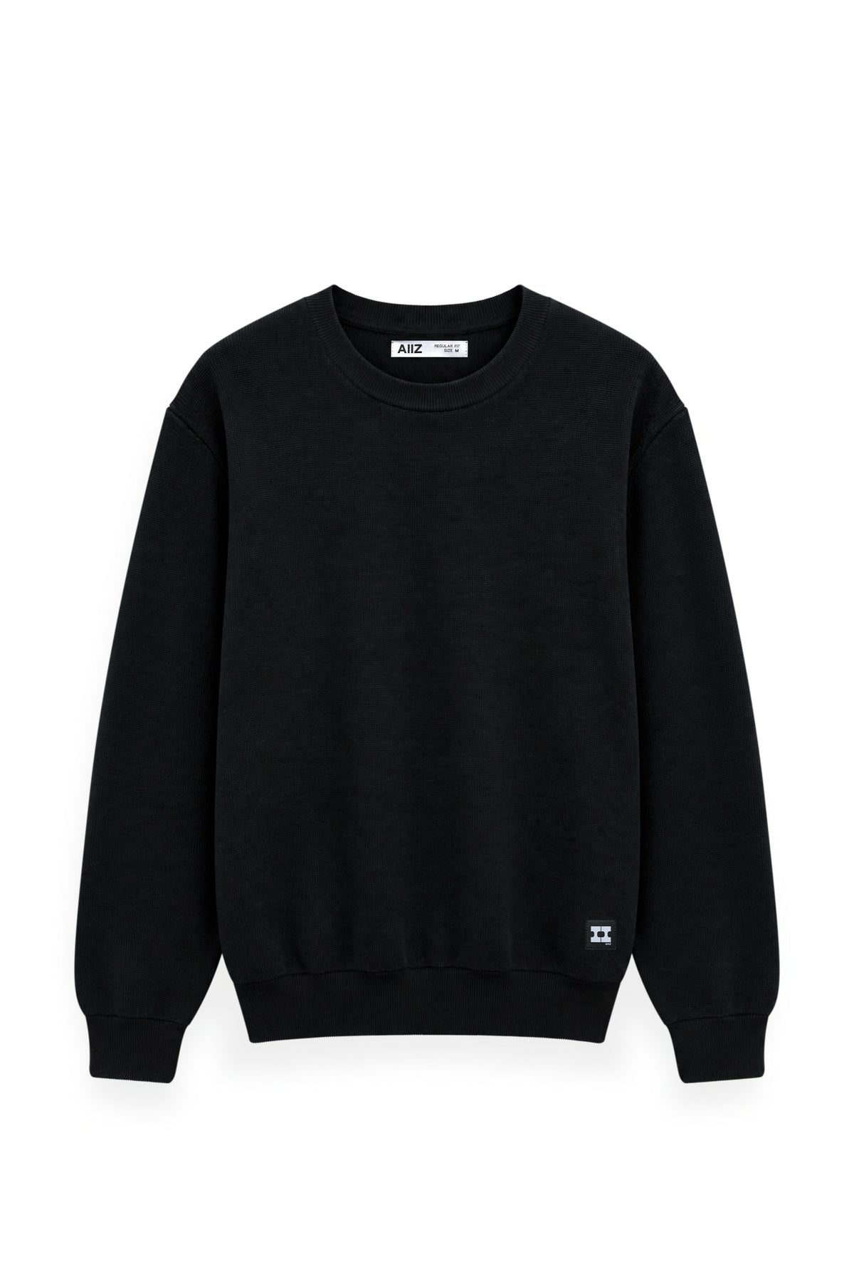 Men's Surreal Academia Rib Knit Crew Neck Sweater (Black / L)