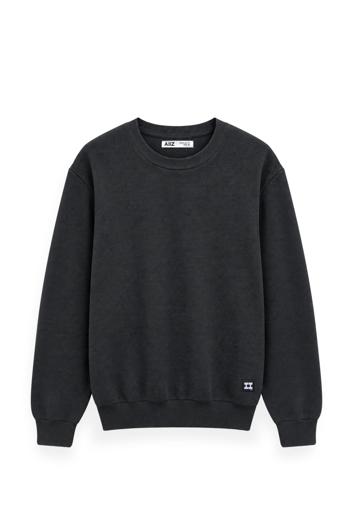 Men's Surreal Academia Rib Knit Crew Neck Sweater (Dark Grey / XL)