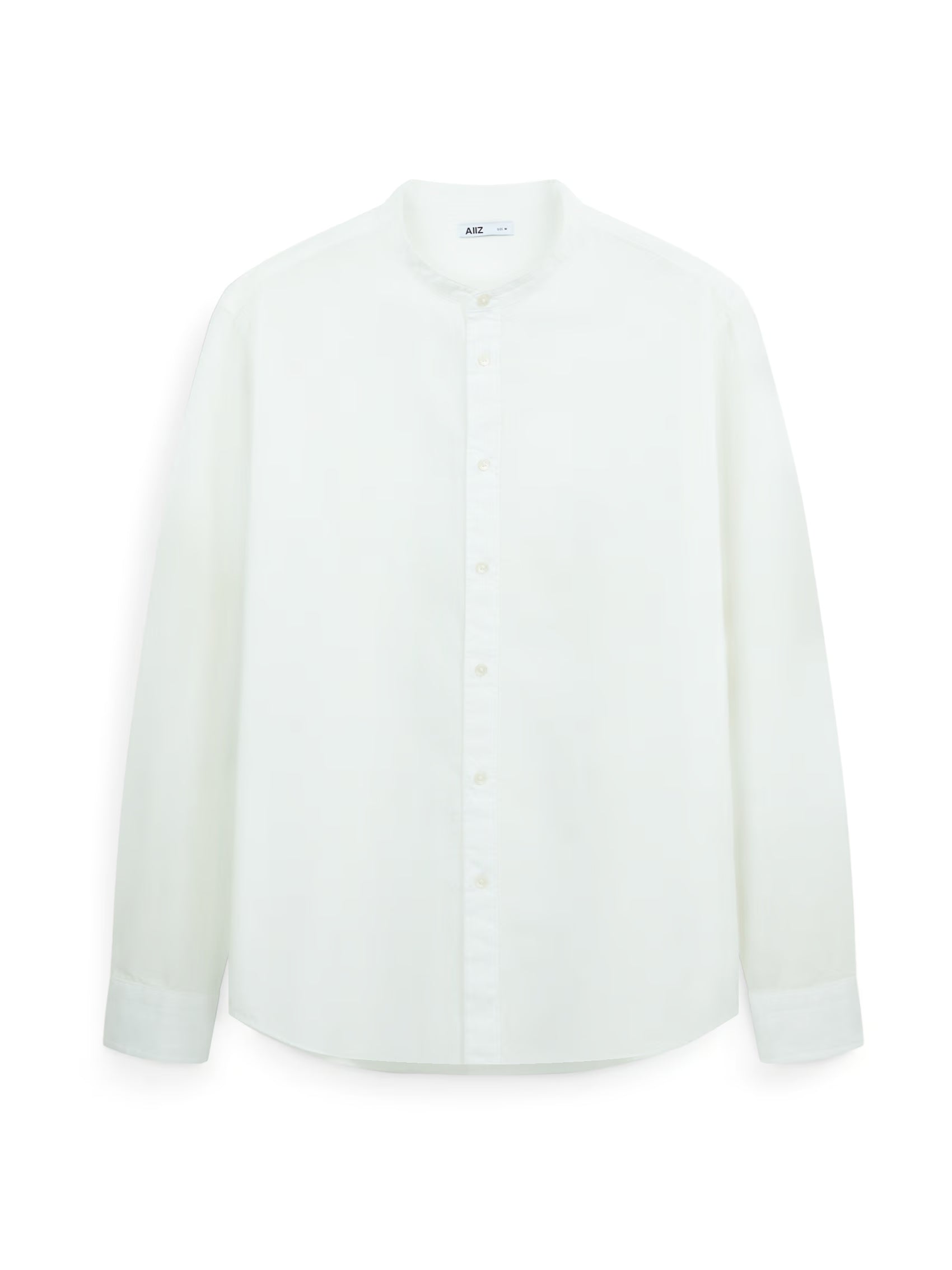 AIIZ Men’s Mandarin Collar Long Sleeve Poplin Shirt (OFF WHITE / S)