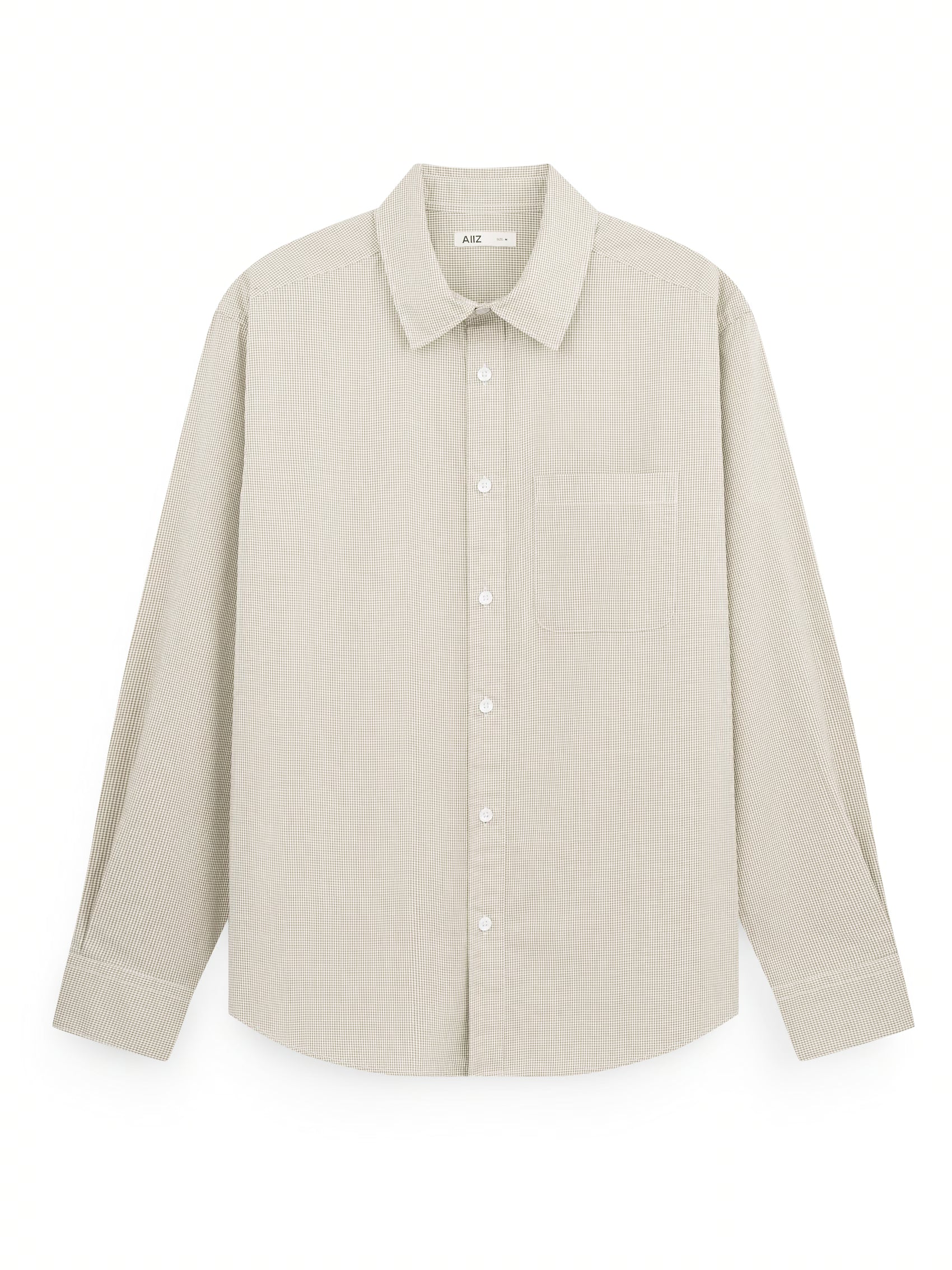 AIIZ Men's Check Long Sleeve Shirt (Beige / S)