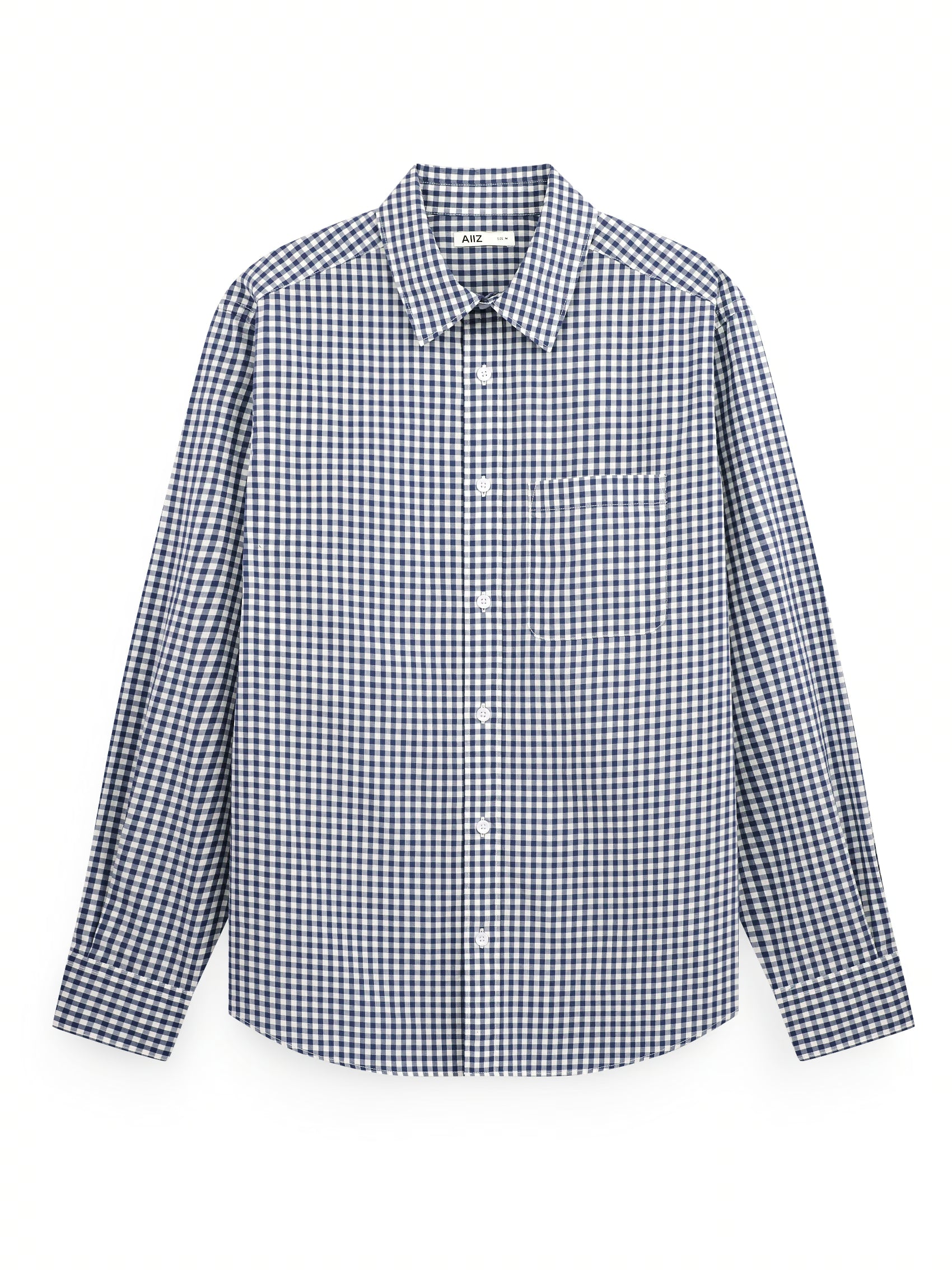 AIIZ Men's Check Long Sleeve Shirt (Navy / S)