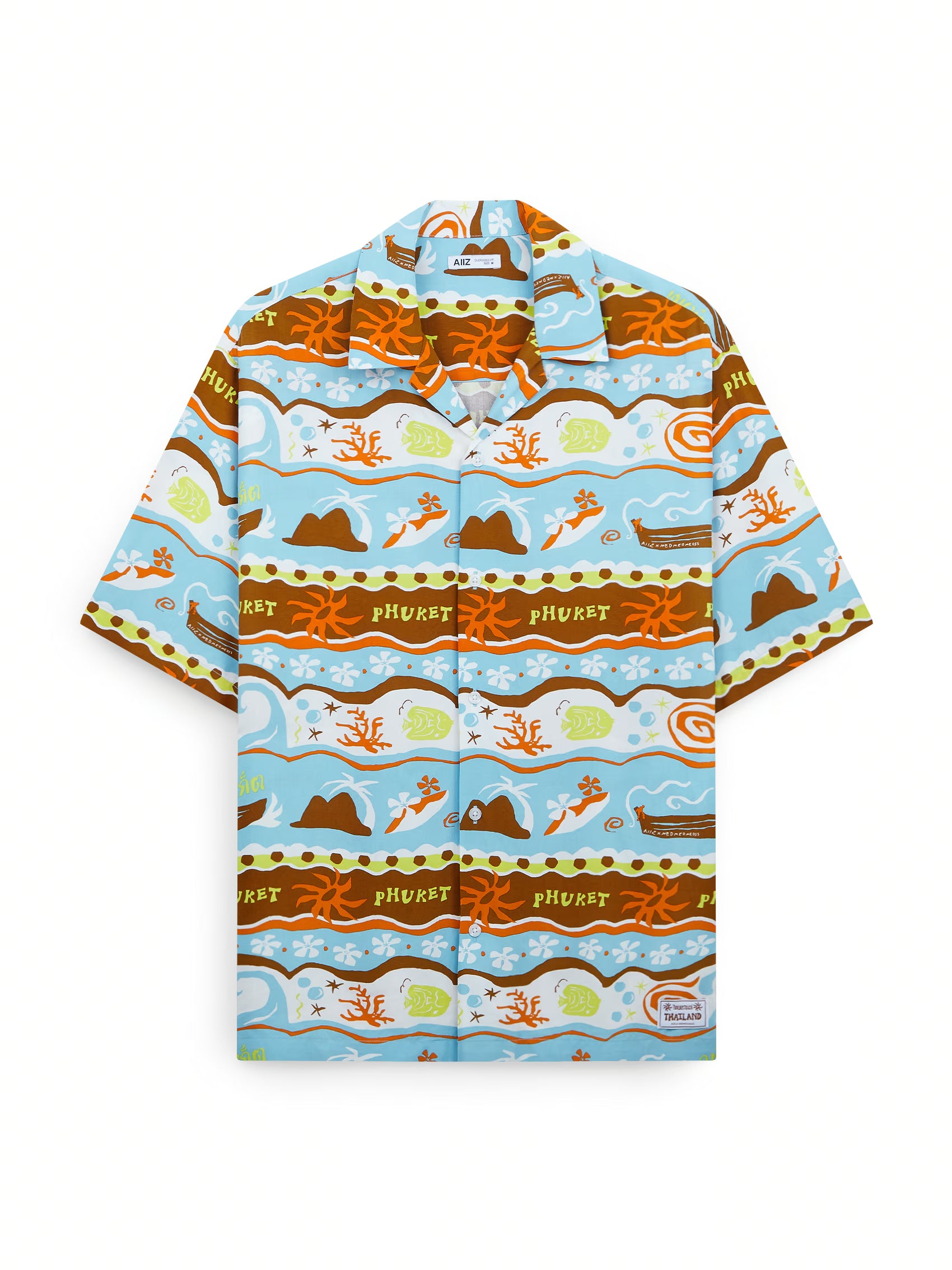 AIIZ Sawasdee Thailand Printed Oversized Shirt (Blue / XS)