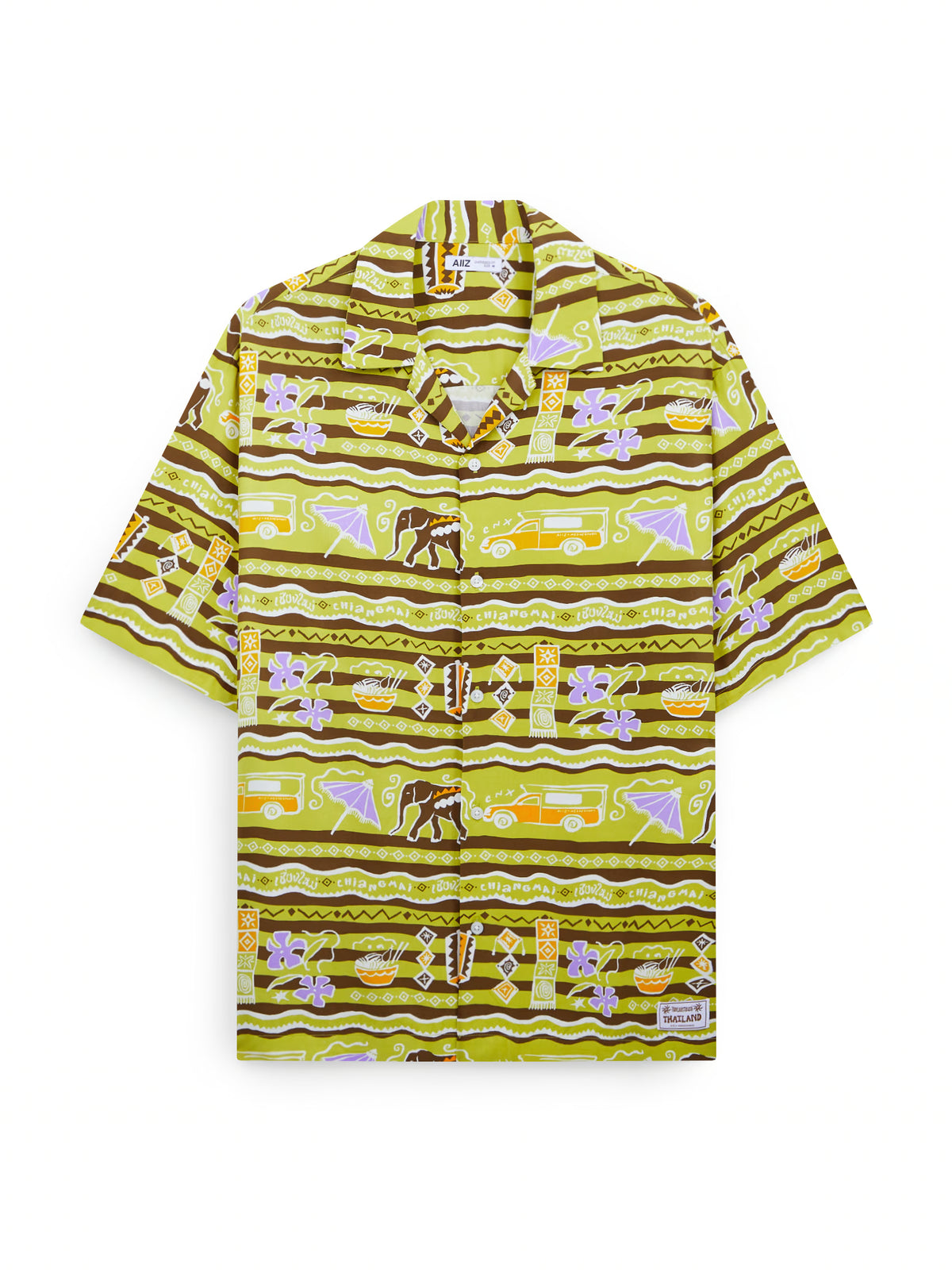 AIIZ Sawasdee Thailand Printed Oversized Shirt (Green / XS)