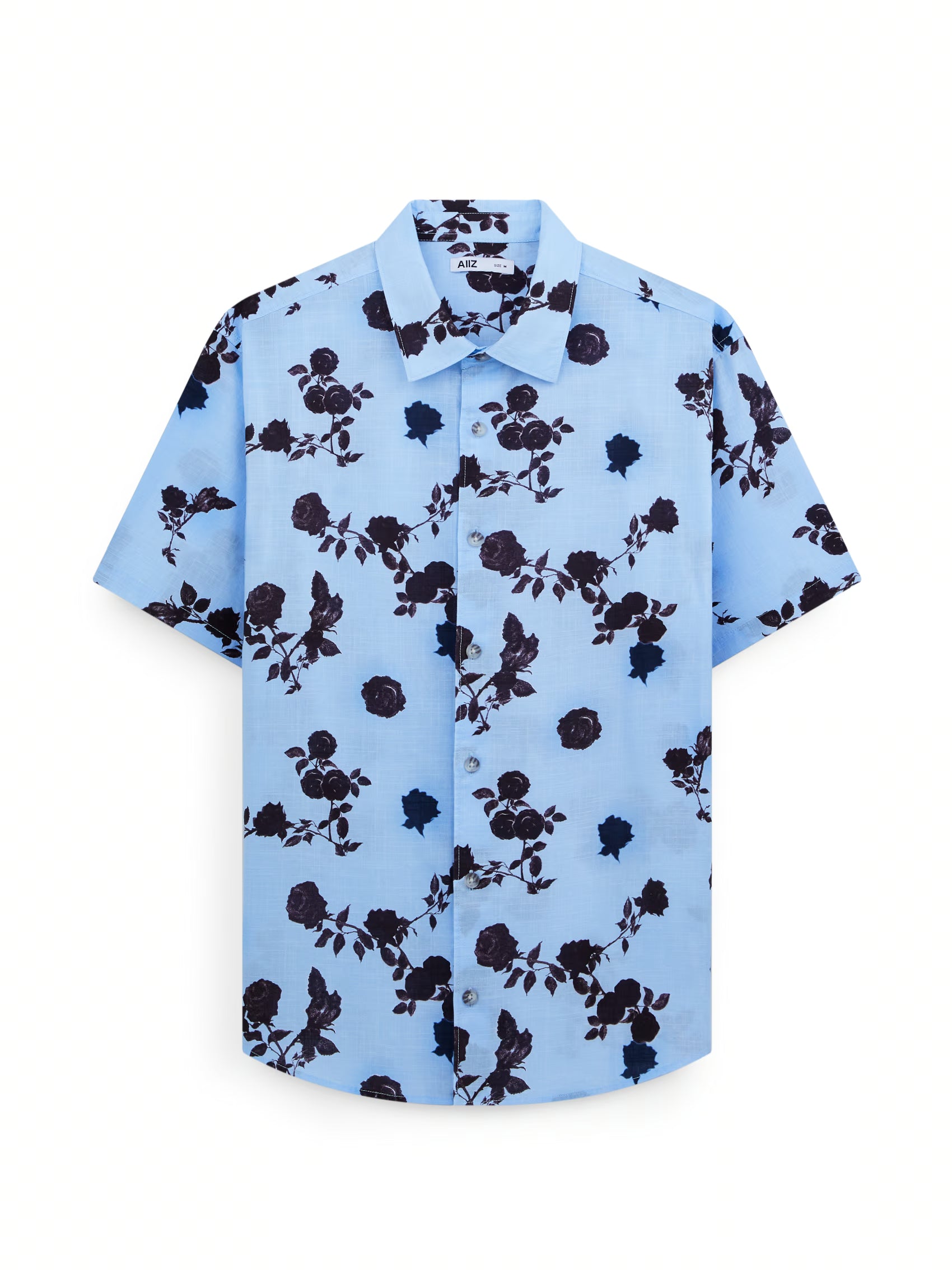 AIIZ Men's Graphic Printed Short Sleeve Shirt (Blue / S)