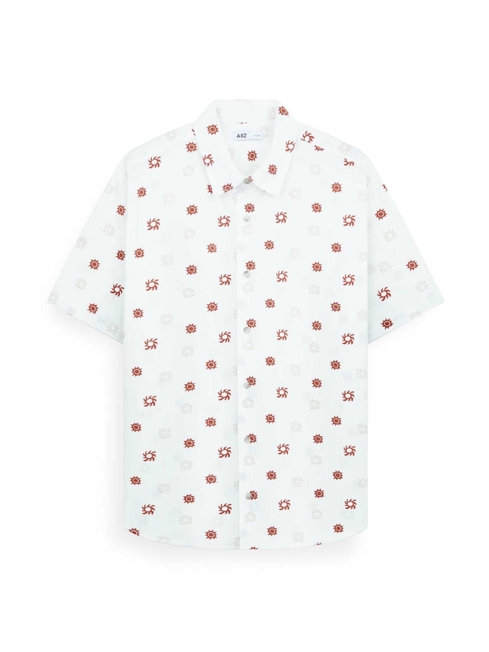 AIIZ Men's Graphic Printed Short Sleeve Shirt (OFF WHITE / S)