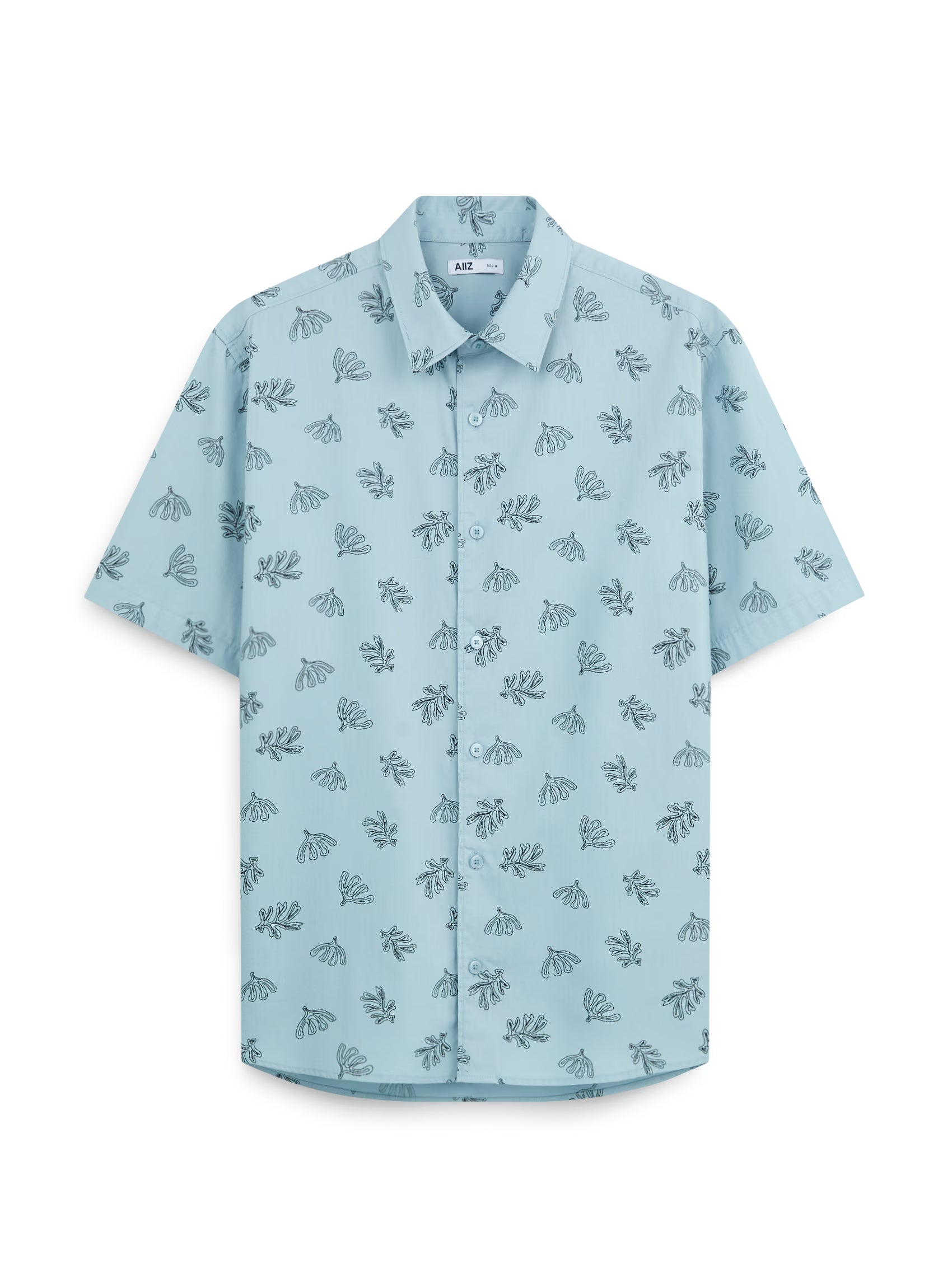 AIIZ Men's Graphic Printed Short Sleeve Shirt (Grey / S)