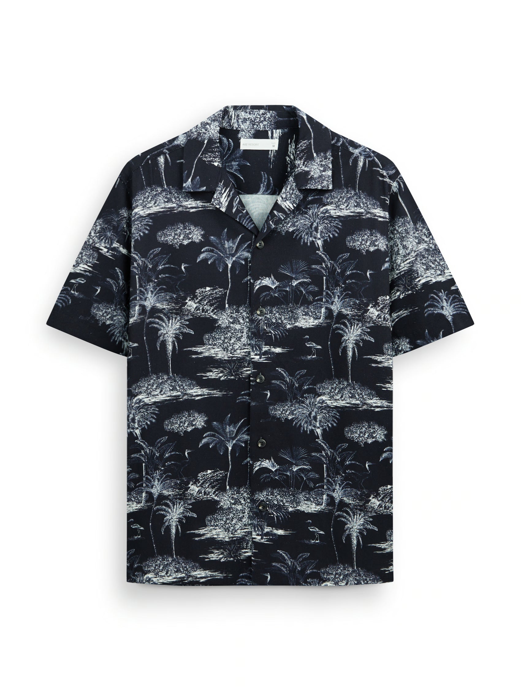 AIIZ Men's Printed Resort Short Sleeve Shirt (Navy / S)