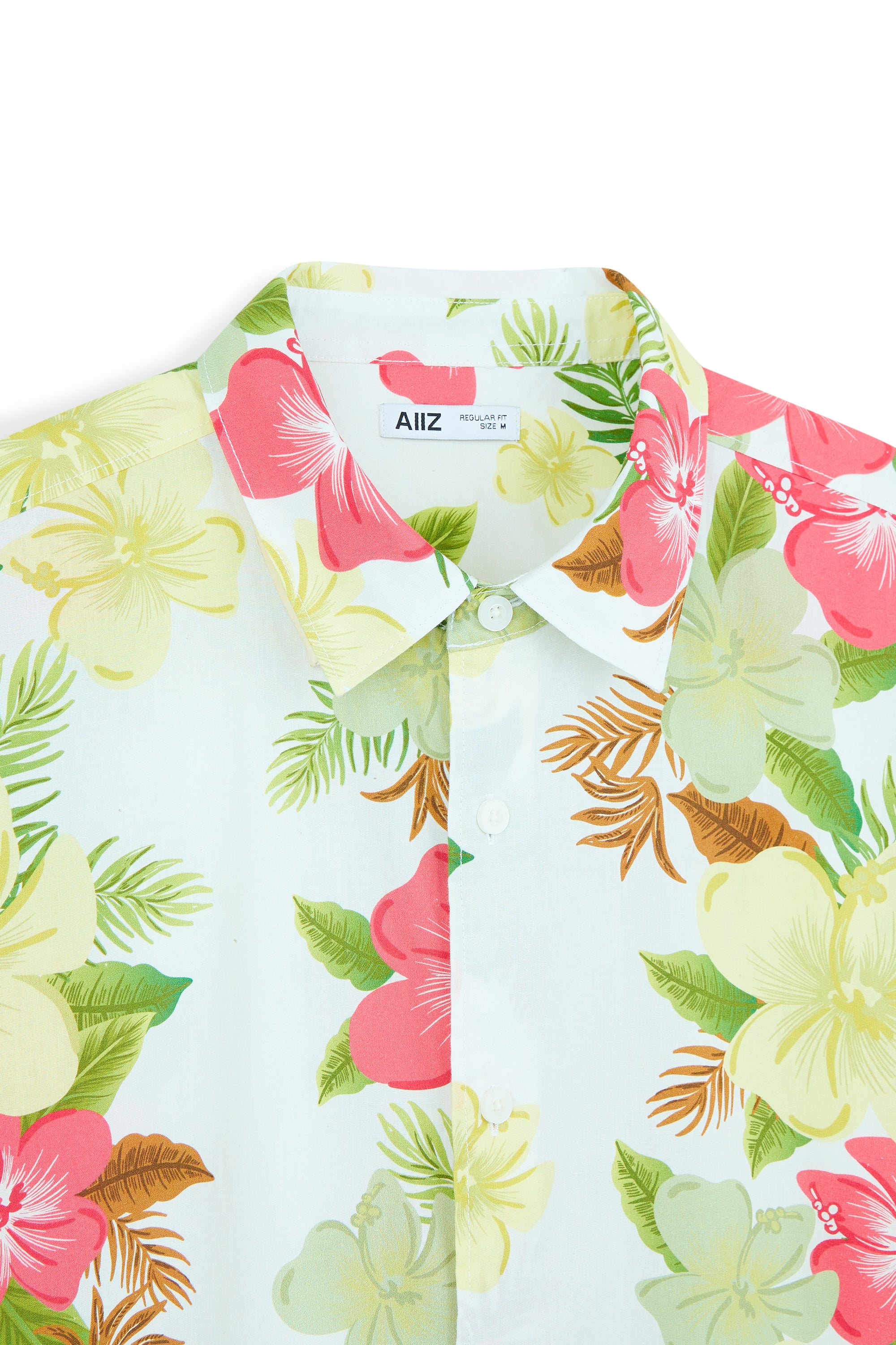 AIIZ Men’s Songkran Floral Short Sleeve Shirt–100% Cotton