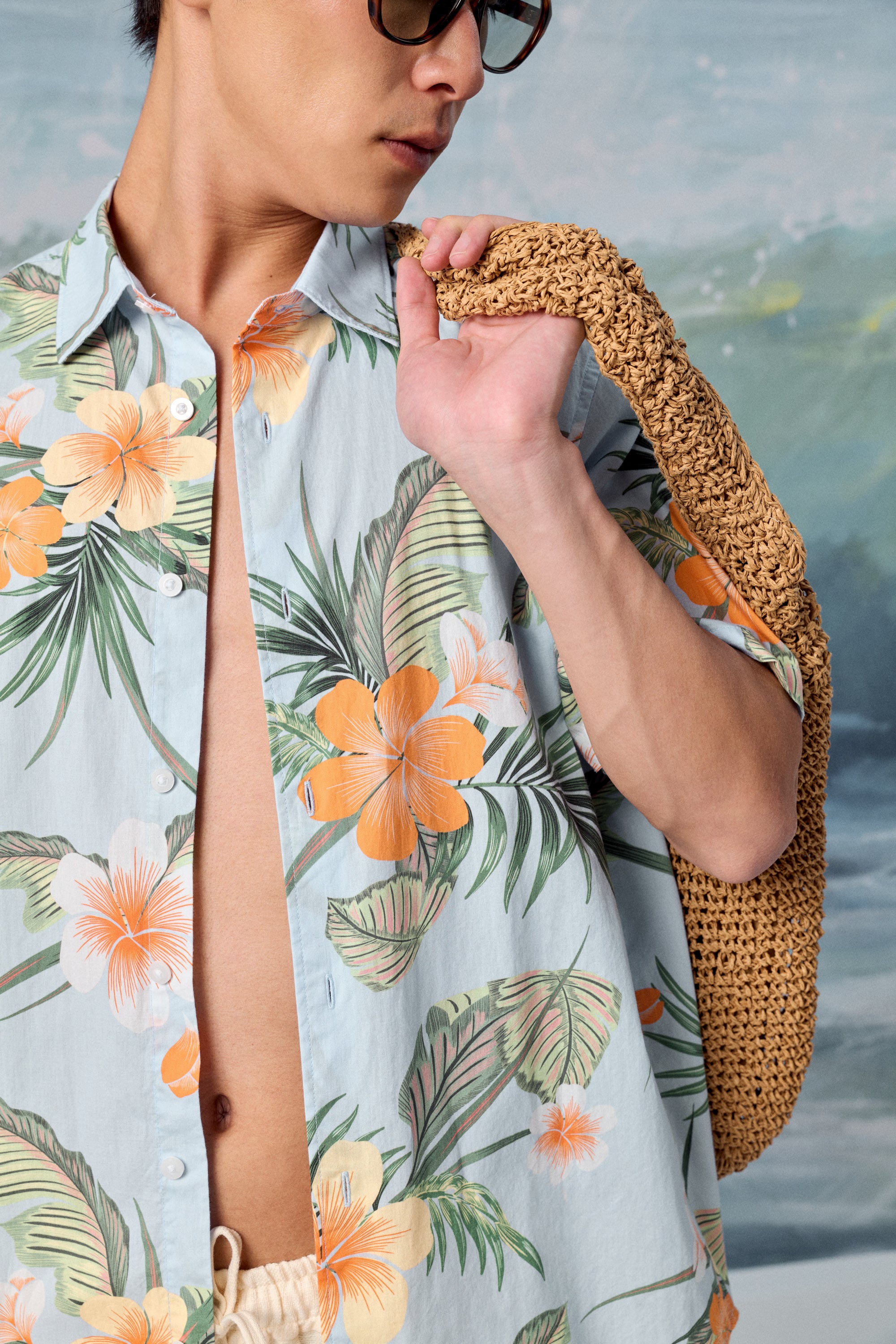 AIIZ Men’s Songkran Floral Short Sleeve Shirt–100% Cotton