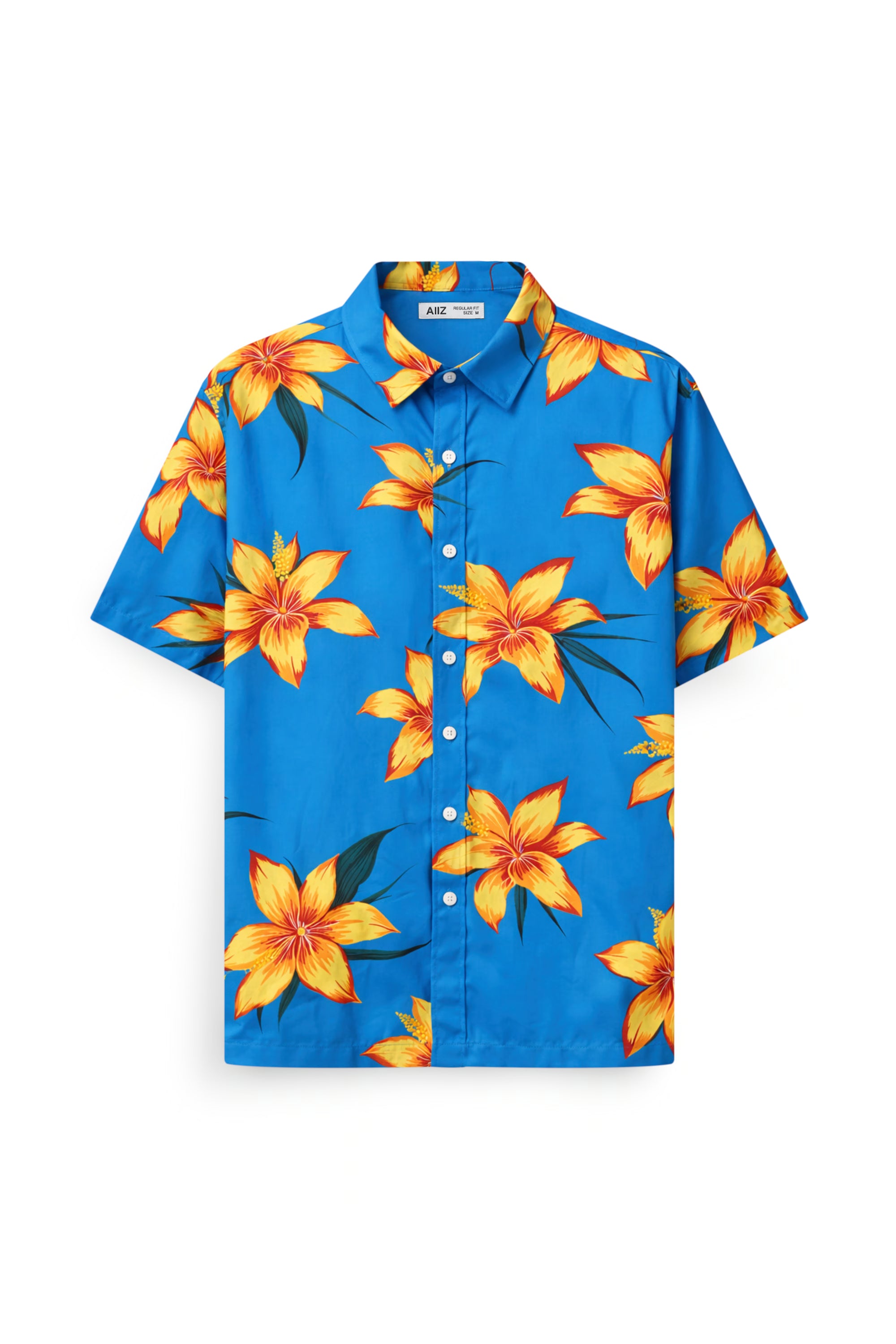 AIIZ Men’s Songkran Floral Short-Sleeve Shirt – 100% Rayon