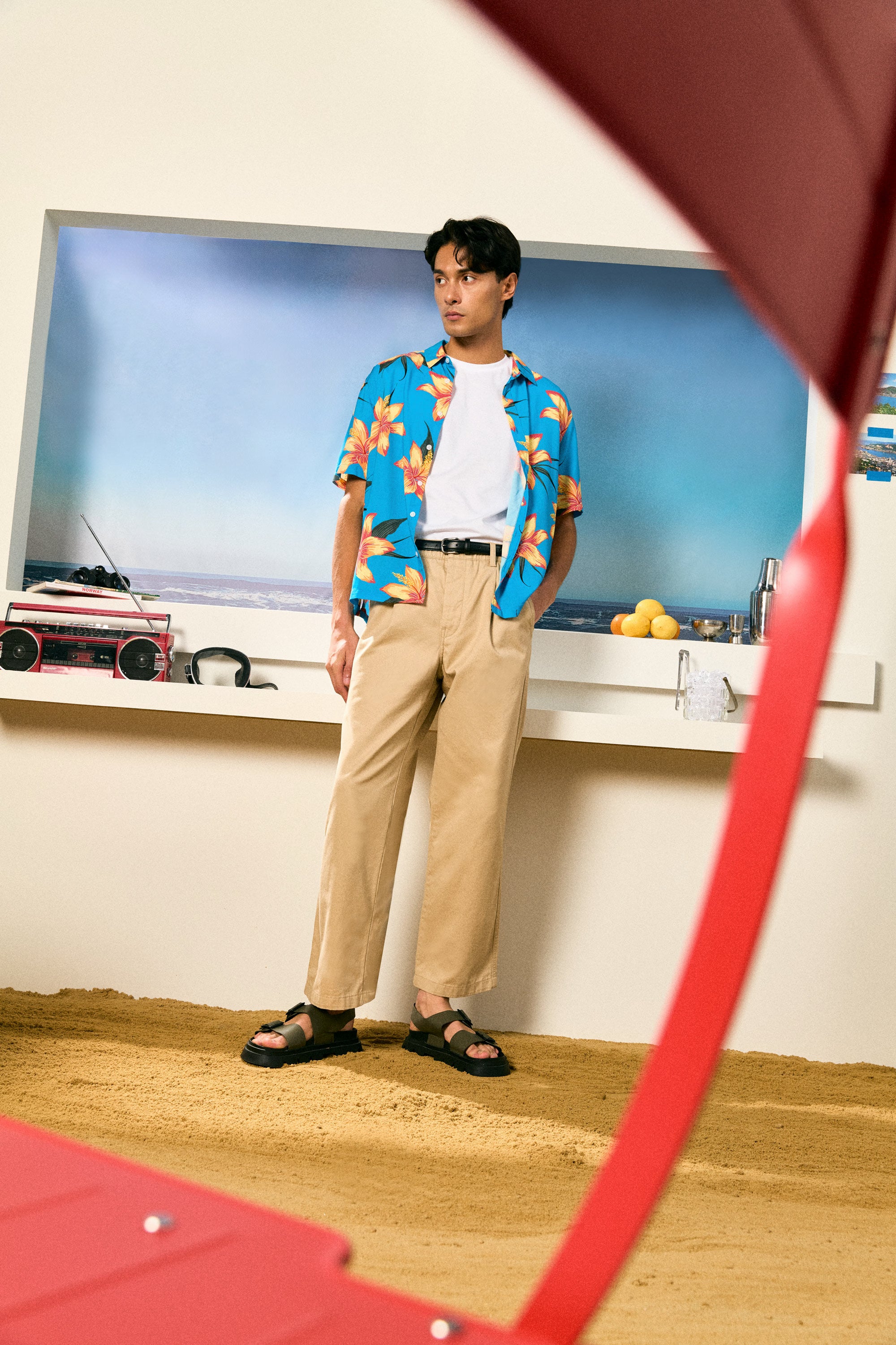 AIIZ Men’s Songkran Floral Short-Sleeve Shirt – 100% Rayon