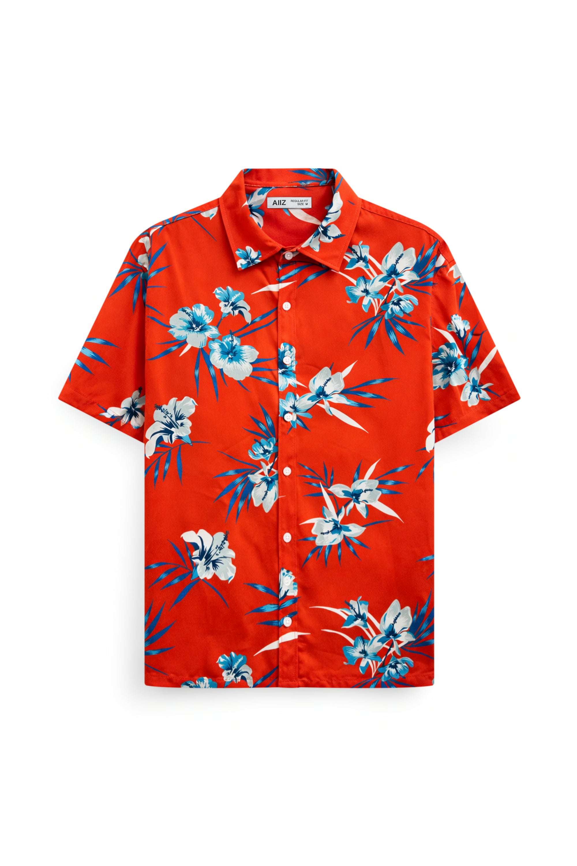 AIIZ Men’s Songkran Floral Short-Sleeve Shirt – 100% Rayon