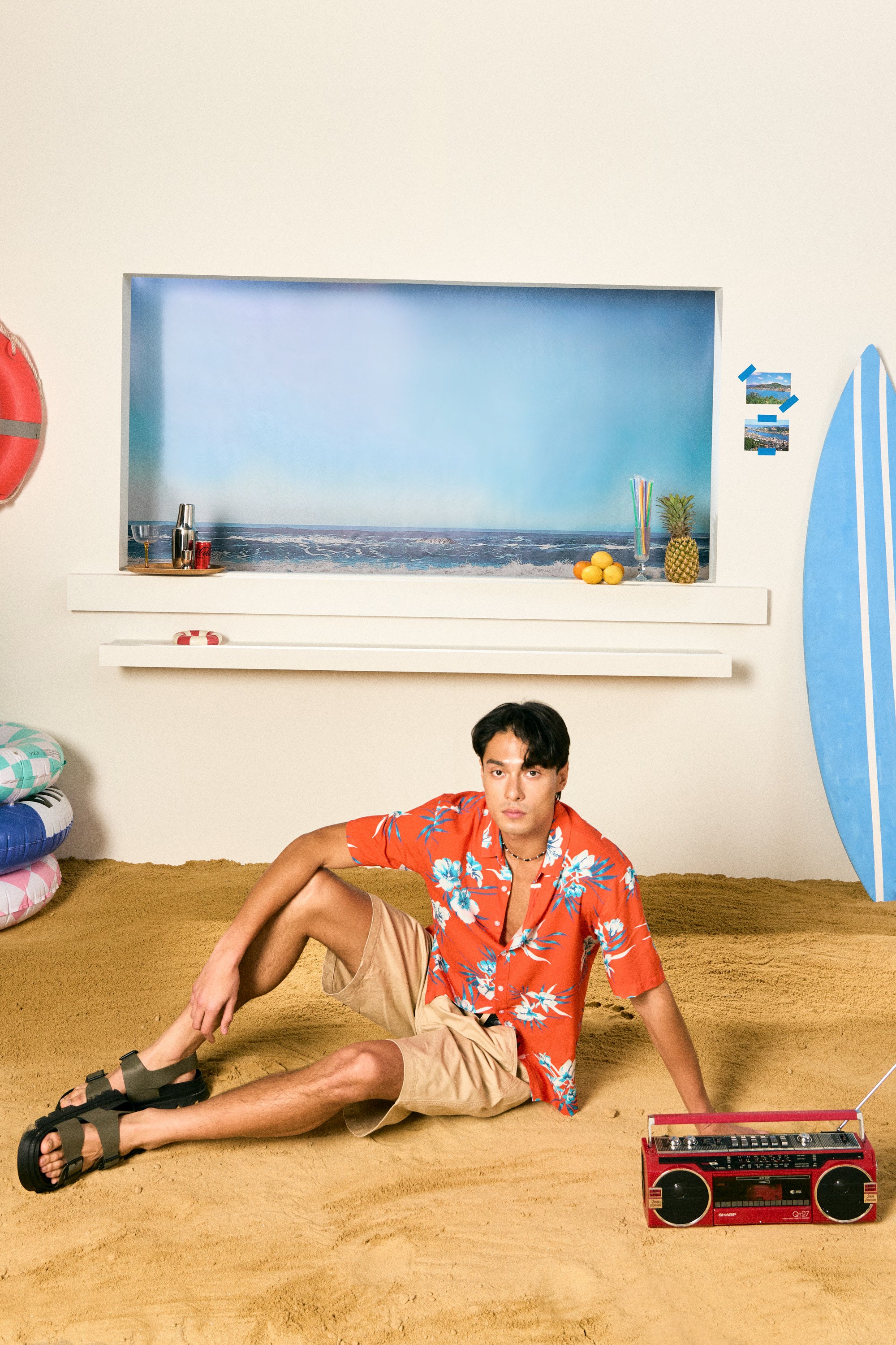 AIIZ Men’s Songkran Floral Short-Sleeve Shirt – 100% Rayon