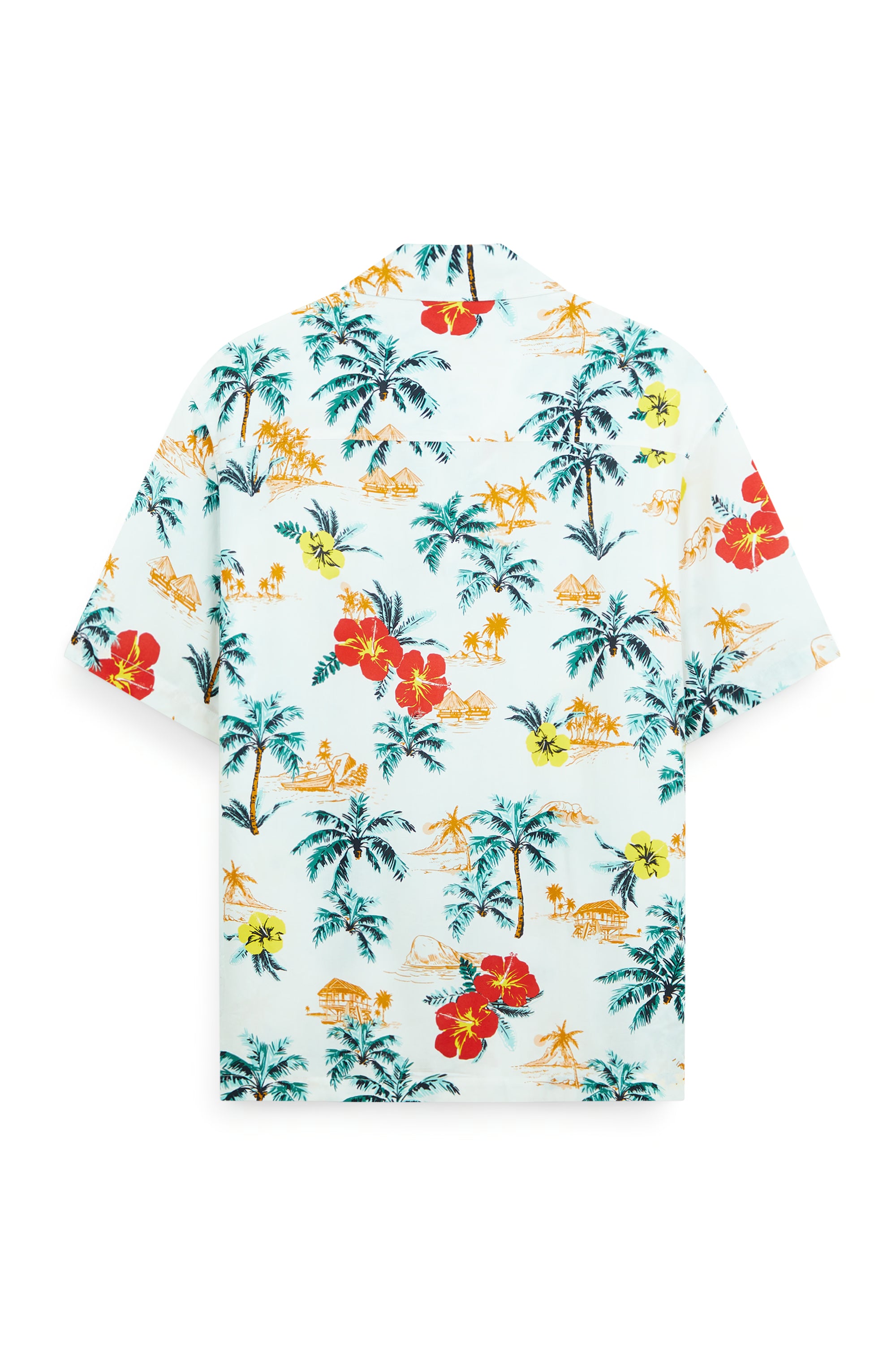 AIIZ Men’s Hawaiian Summer Print Short-Sleeve Shirt – 100%