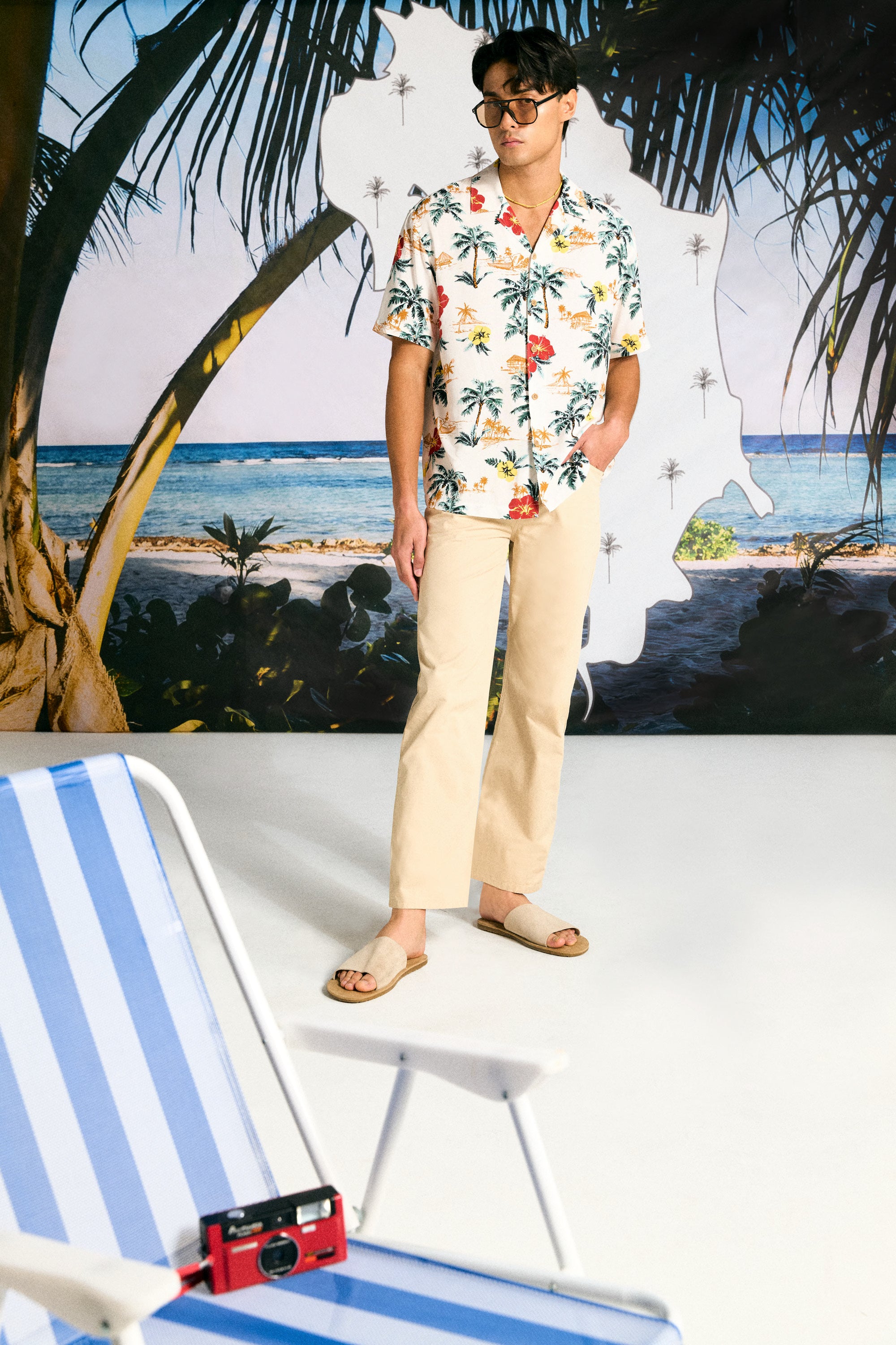 AIIZ Men’s Hawaiian Summer Print Short-Sleeve Shirt – 100%