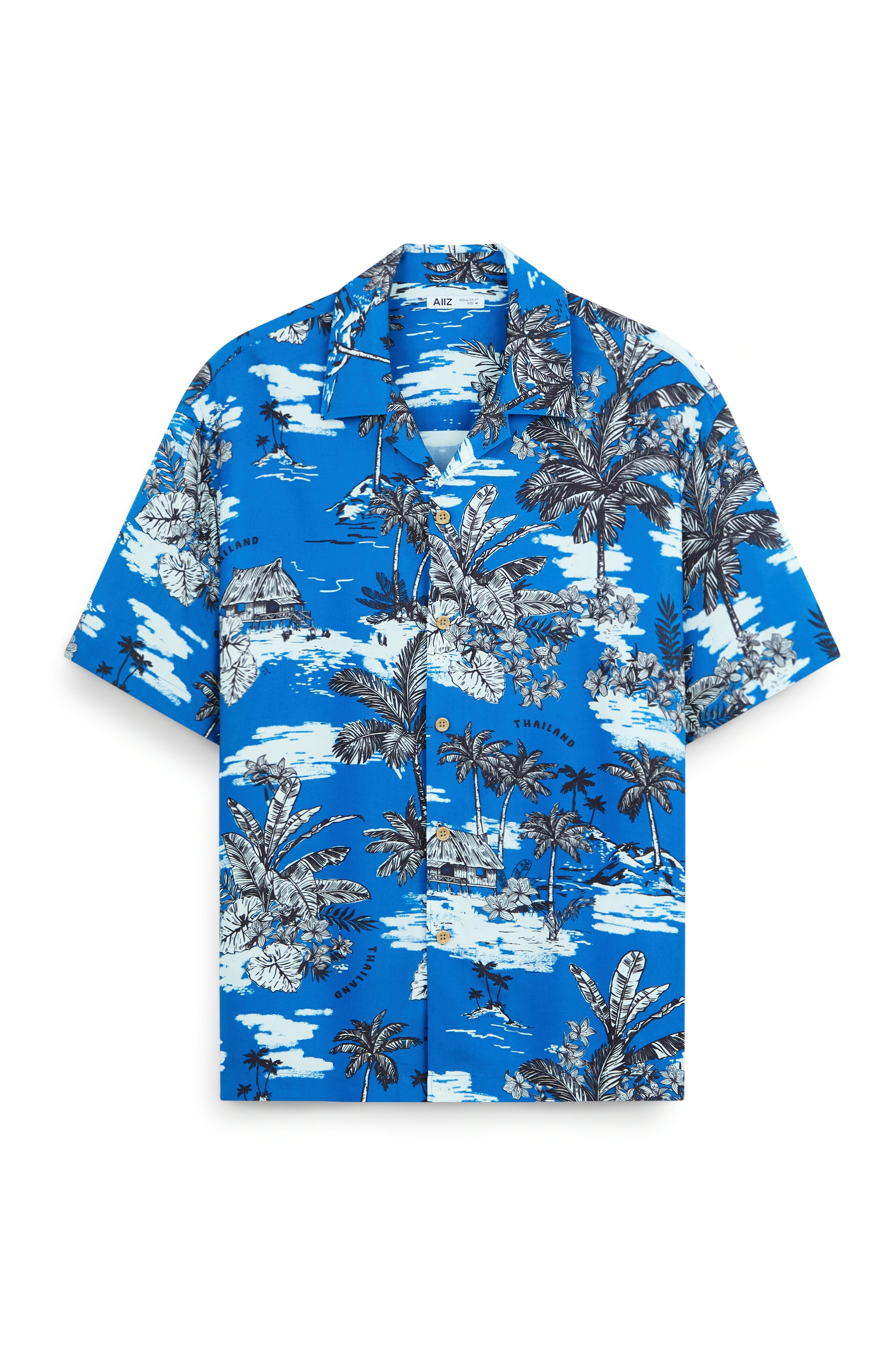 AIIZ Men’s Hawaiian Summer Print Short-Sleeve Shirt – 100%