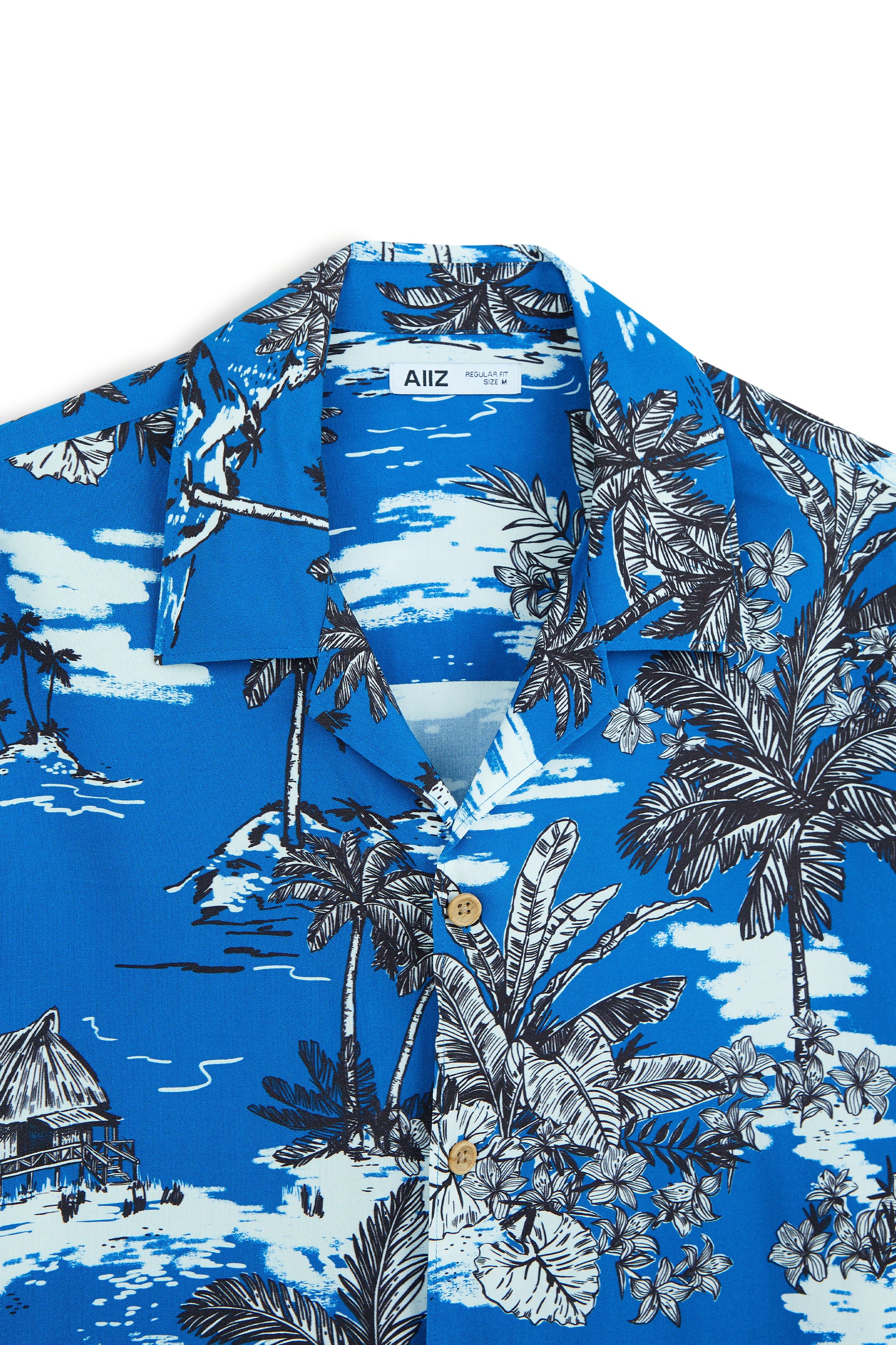 AIIZ Men’s Hawaiian Summer Print Short-Sleeve Shirt – 100%