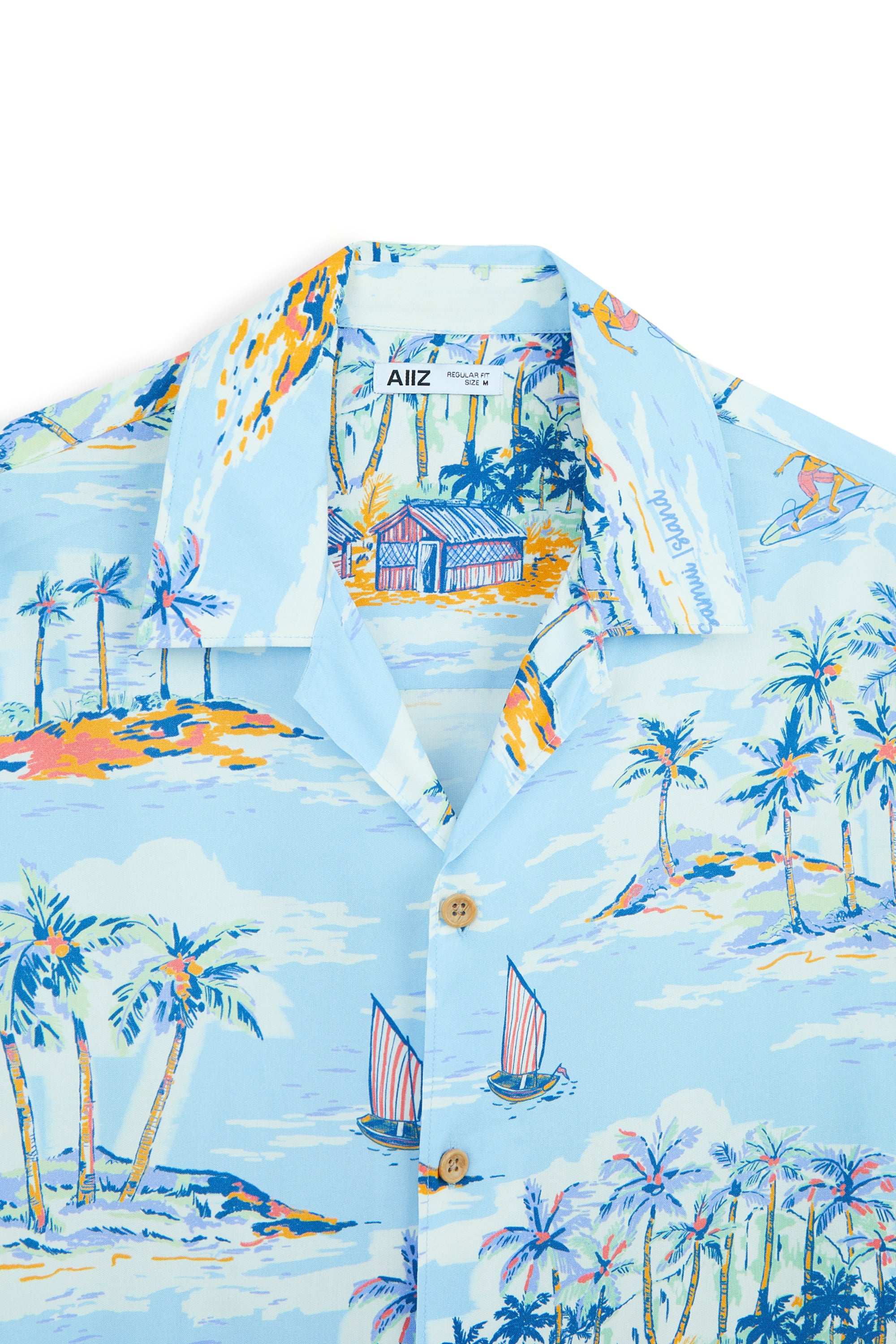 AIIZ Men’s Hawaiian Summer Print Short-Sleeve Shirt – 100%