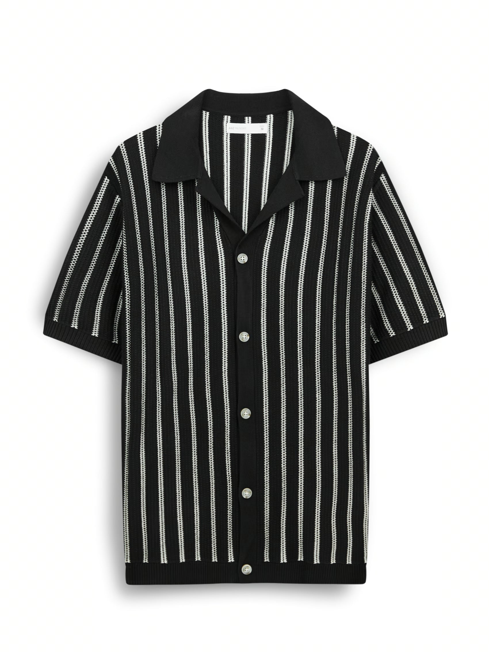 AIIZ Men's Stripe Knitted Short Sleeve Shirt
