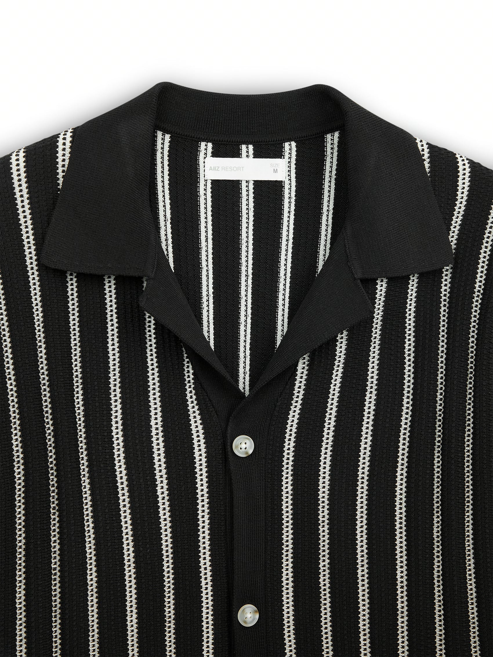 AIIZ Men's Stripe Knitted Short Sleeve Shirt