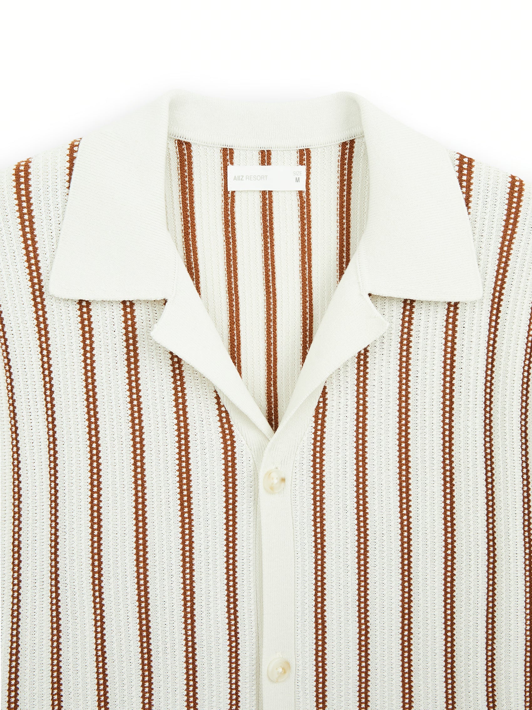 AIIZ Men's Stripe Knitted Short Sleeve Shirt