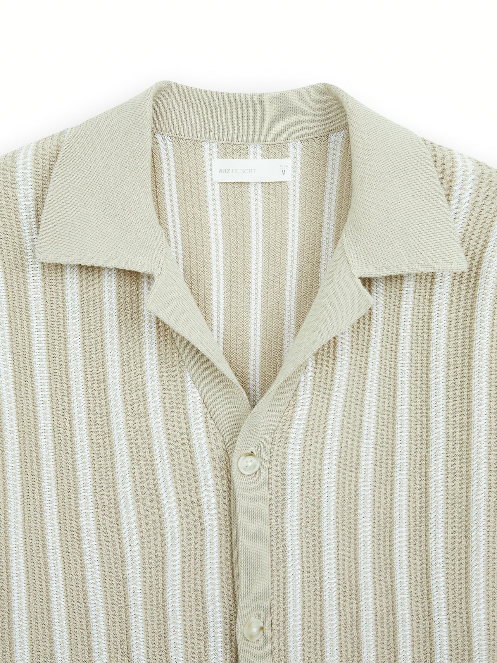 AIIZ Men's Stripe Knitted Short Sleeve Shirt