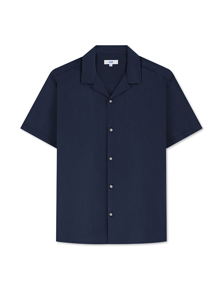 Men's Camp Collar Shorts Sleeve Cotton Shirt