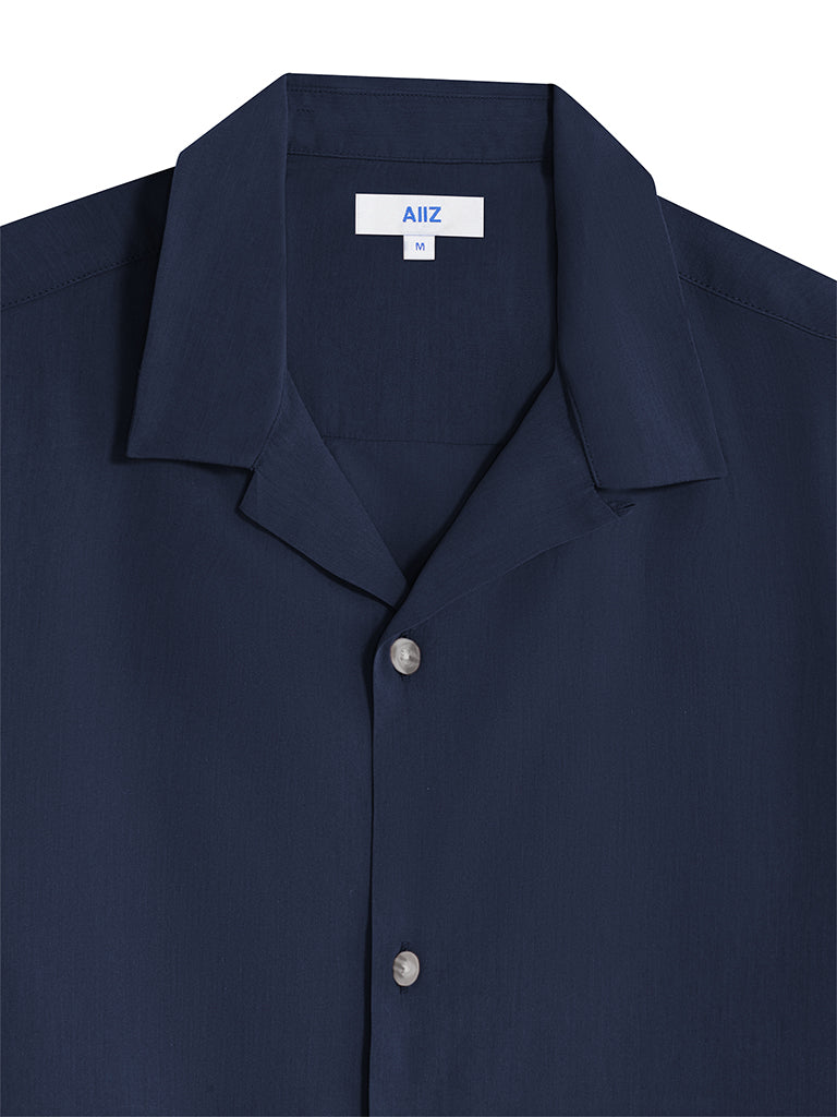 Men's Camp Collar Shorts Sleeve Cotton Shirt