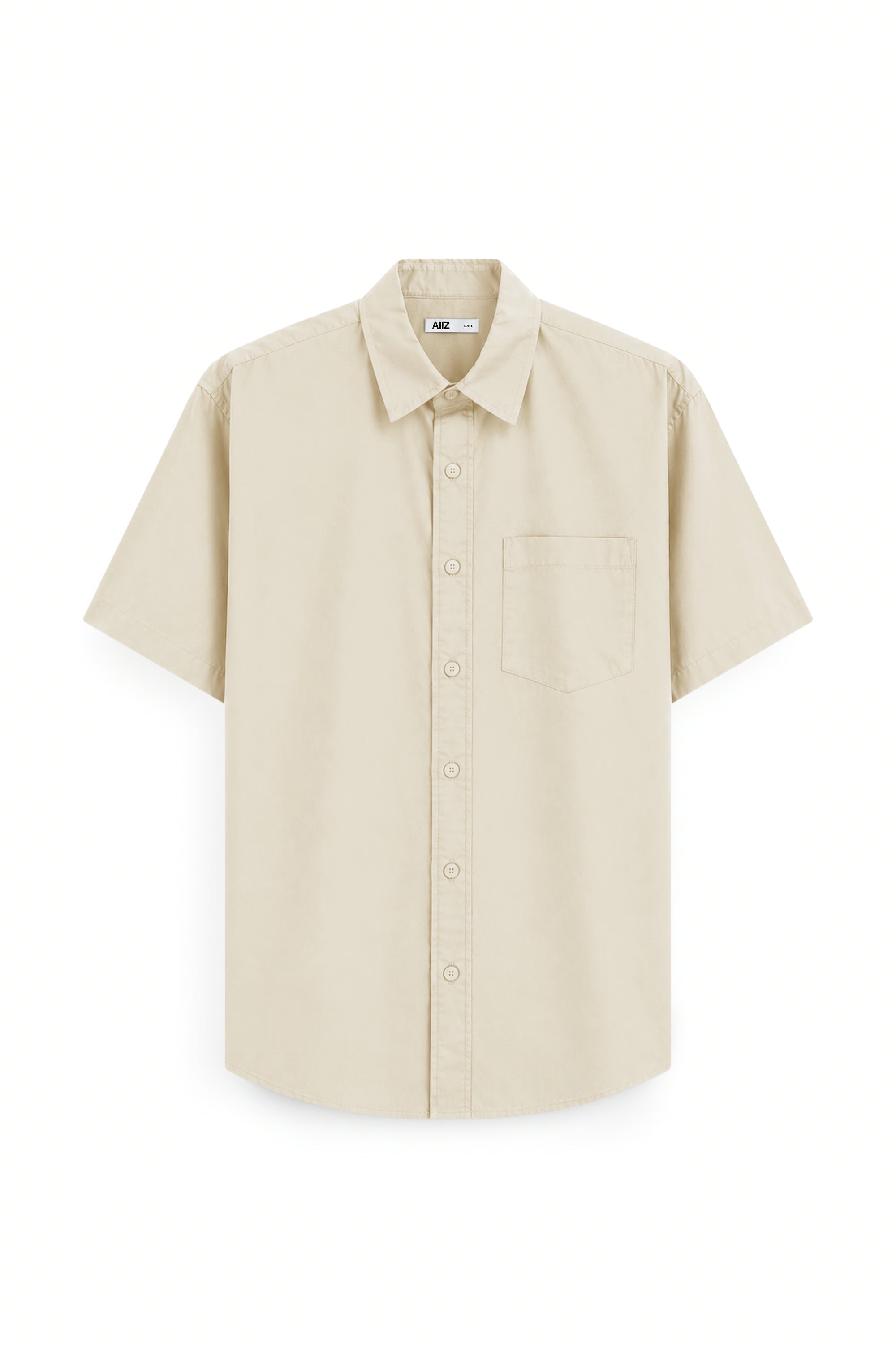 Men's Washed Work Short Sleeve Shirt (Beige / S)