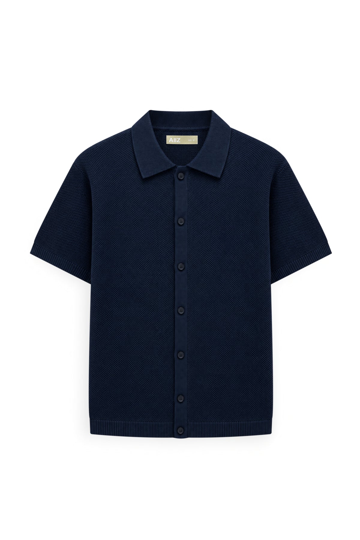 AIIZ Men's Short Sleeve Knit Shirt (Navy / S)