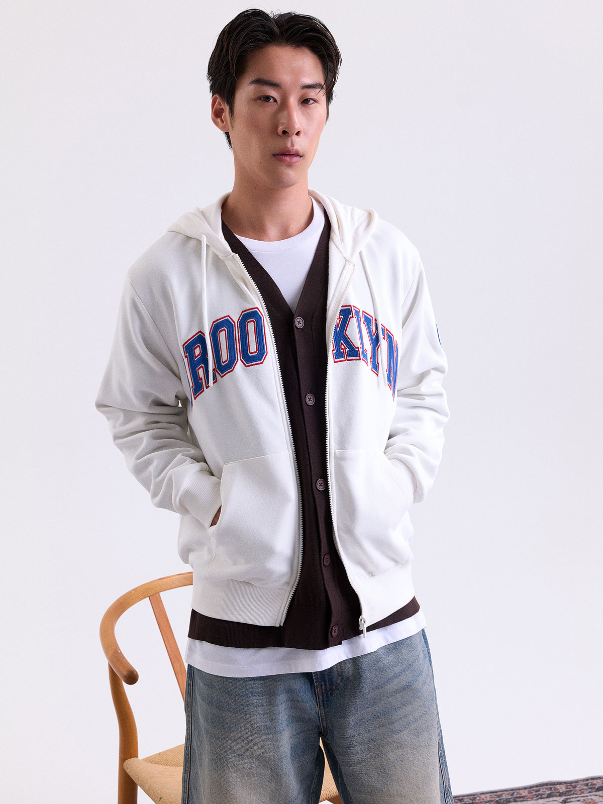 AIIZ Men’s Varsity Graphic Zipper Hoodie