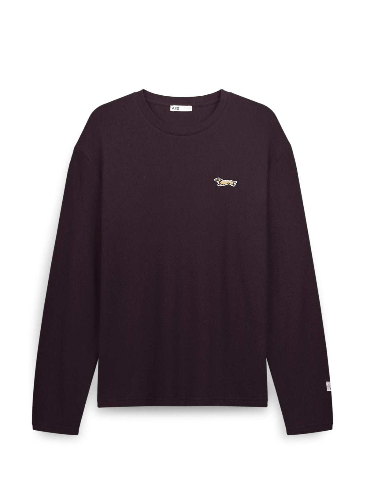 AIIZ Men's Long-Sleeve T-Shirt with Patch (Maroon / S)