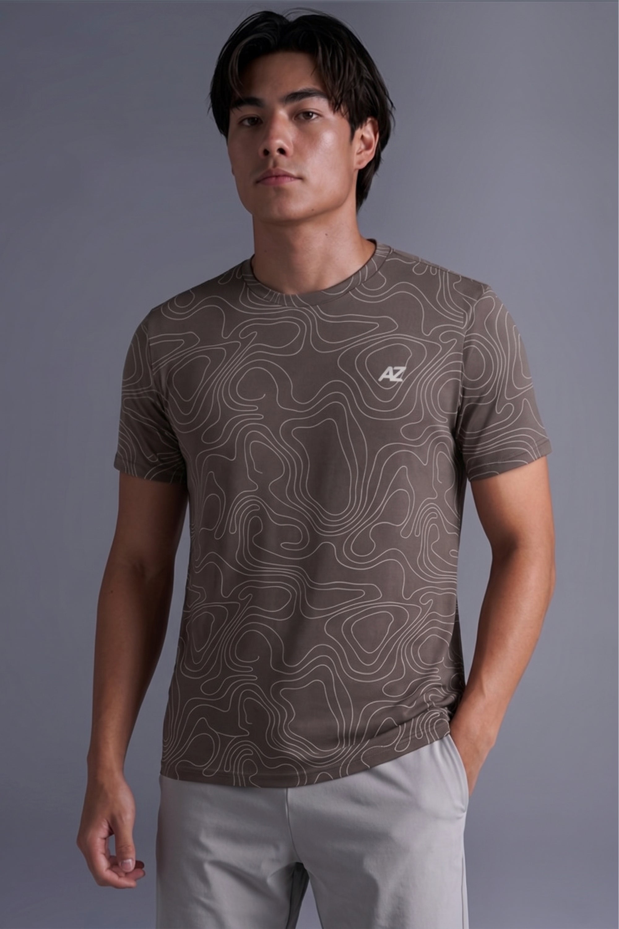 AIIZ Men's Quick Dry Active Printed T-Shirt