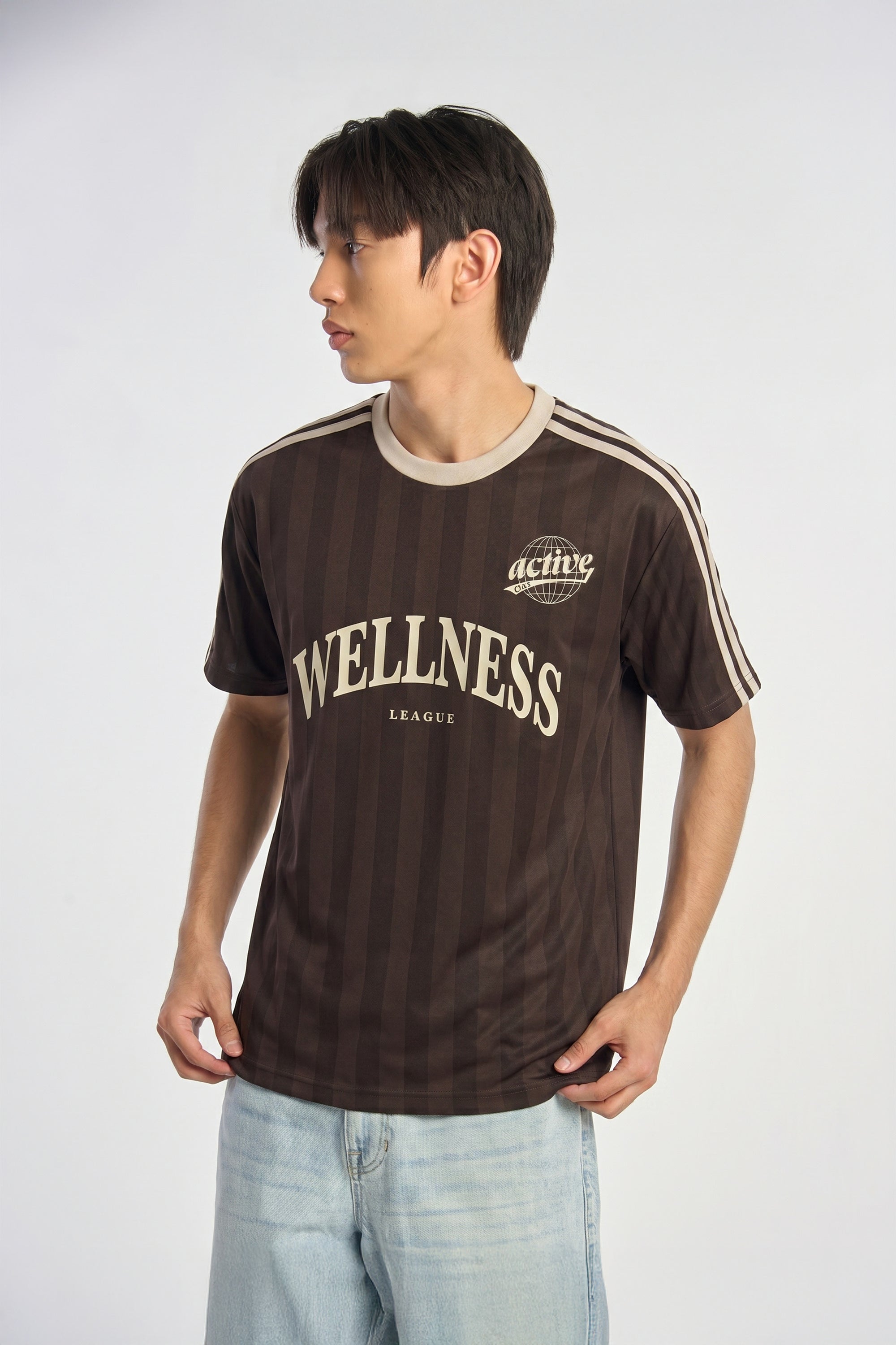AIIZ Men's The Blokecore Edit Pinstripe Tee