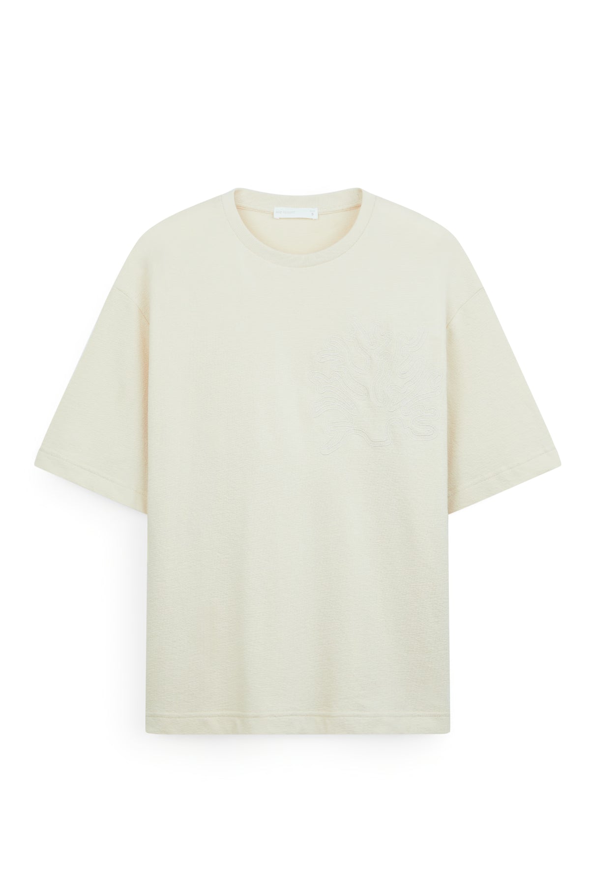 AIIZ Men's Embroidered Short Sleeve T-Shirt (Beige / S)