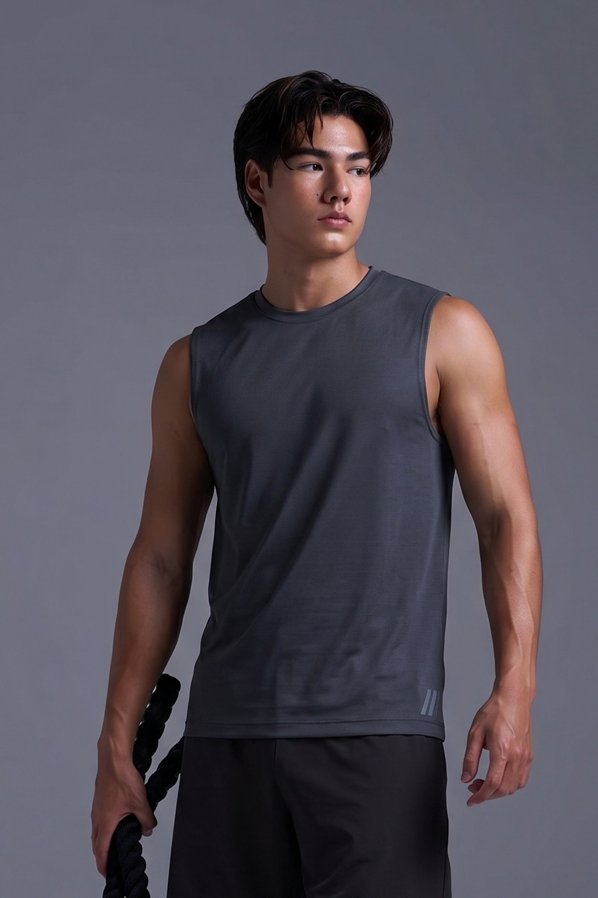 AIIZ Men's Texture Active Sleeveless T-Shirt