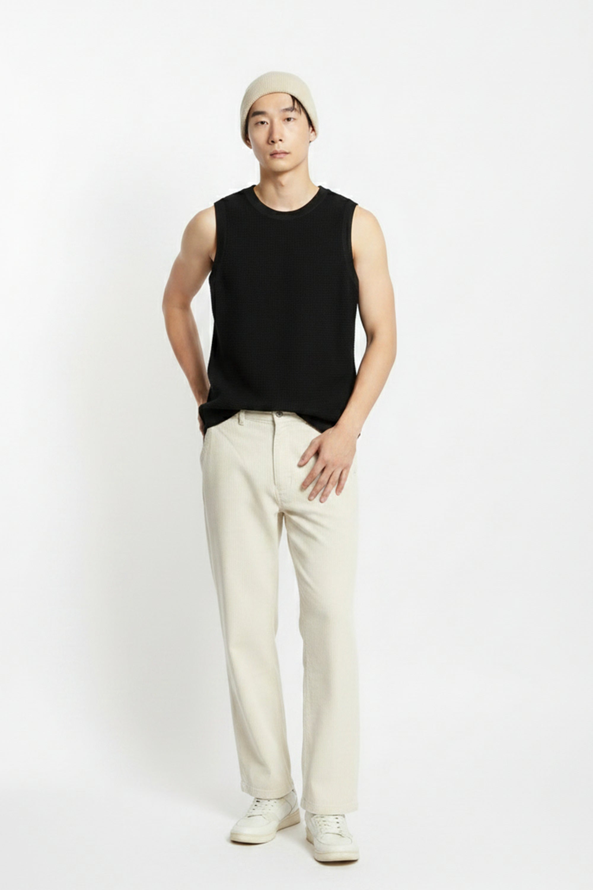 AIIZ Men’s Knitted Sleeveless (Black / S)