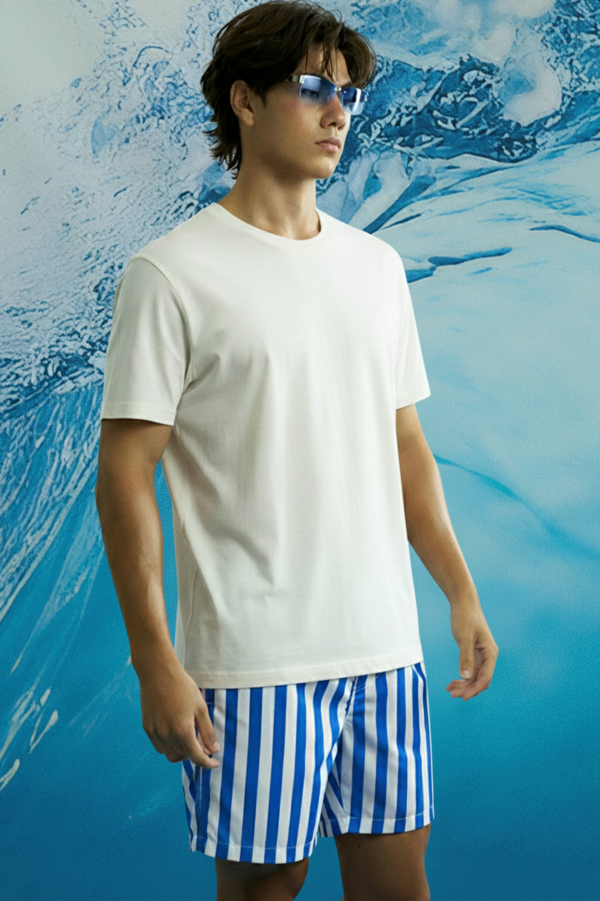 AIIZ Men's Striped Board Shorts