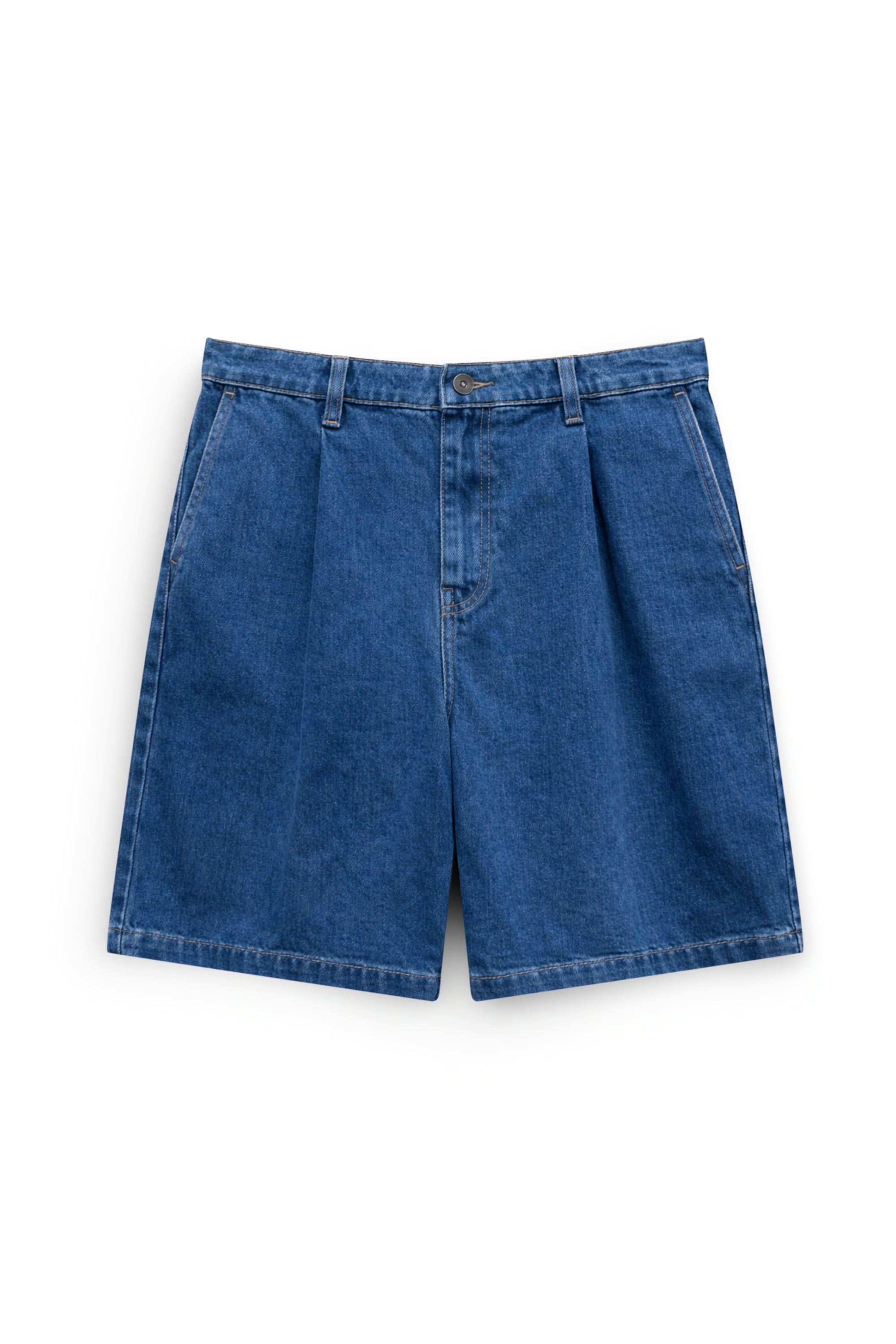 AIIZ Men's Denim Pleated Bermuda Shorts