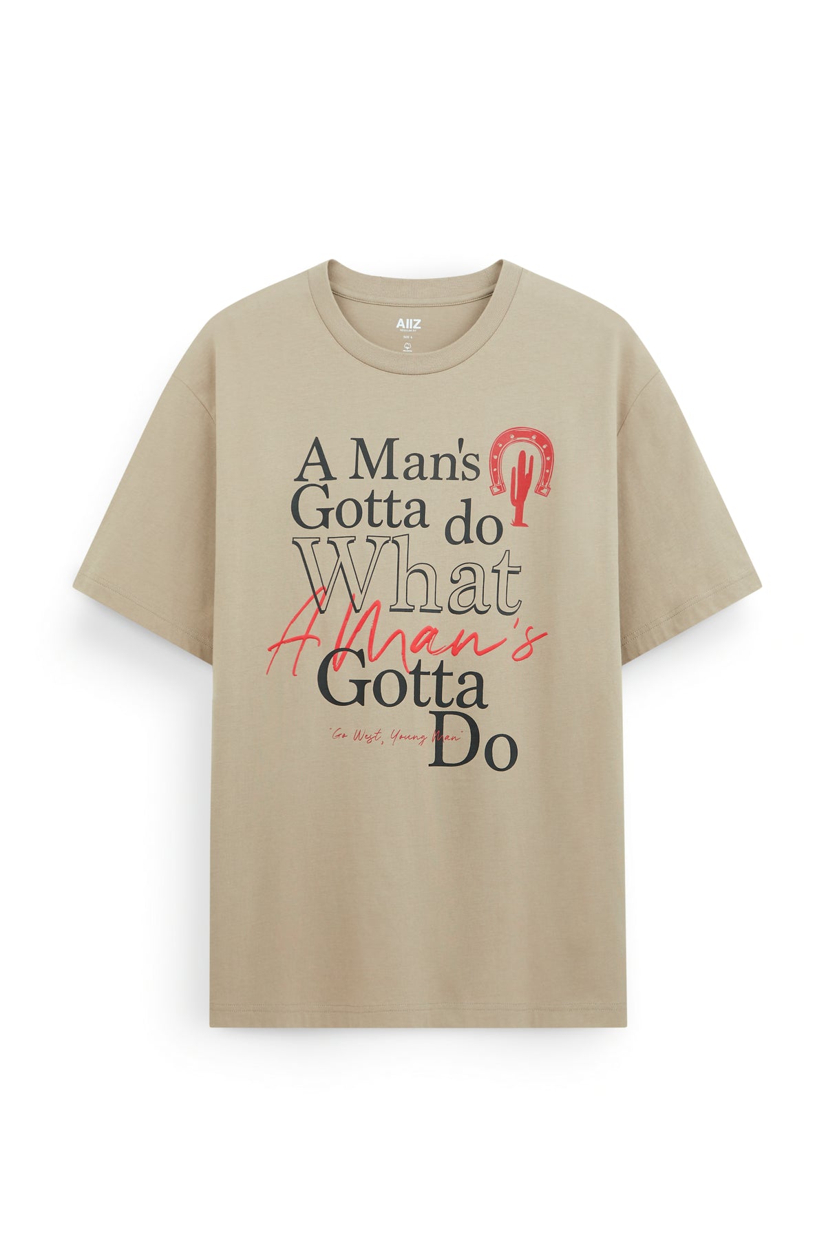 AIIZ Men's Graphic T-Shirt (Khaki / S)