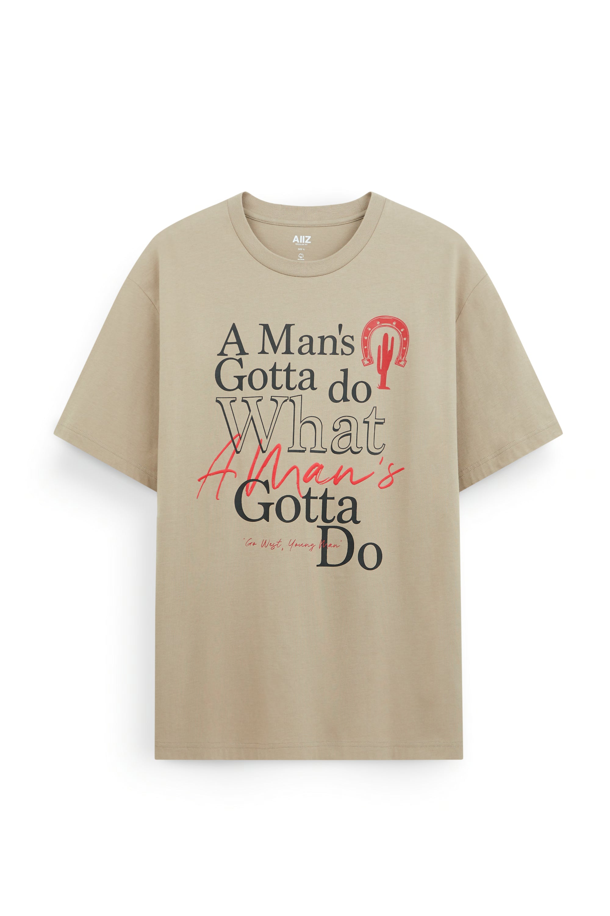 AIIZ Men's Graphic T-Shirt (Khaki / S)