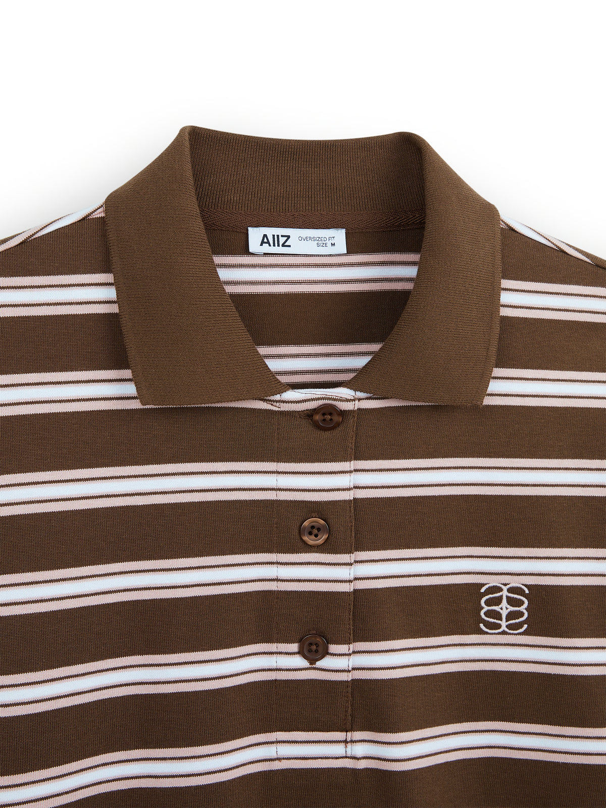 AIIZ Women's Striped Long Sleeve Polo Shirt