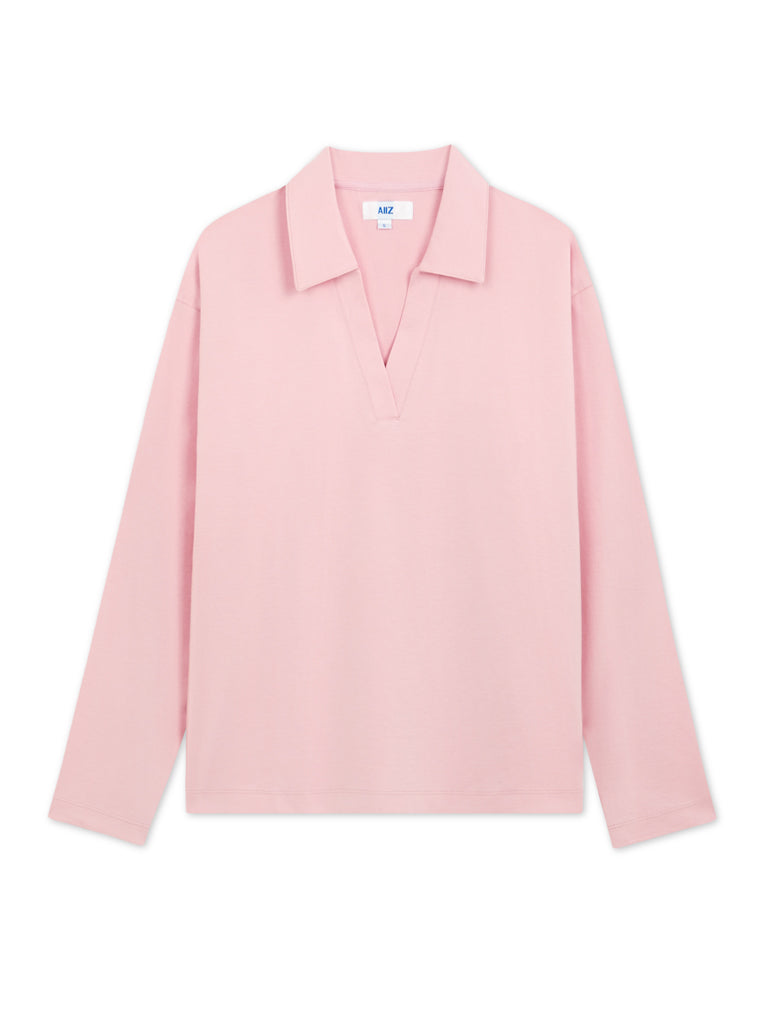 Women's Open Collar Polo Shirt (Pink / S)