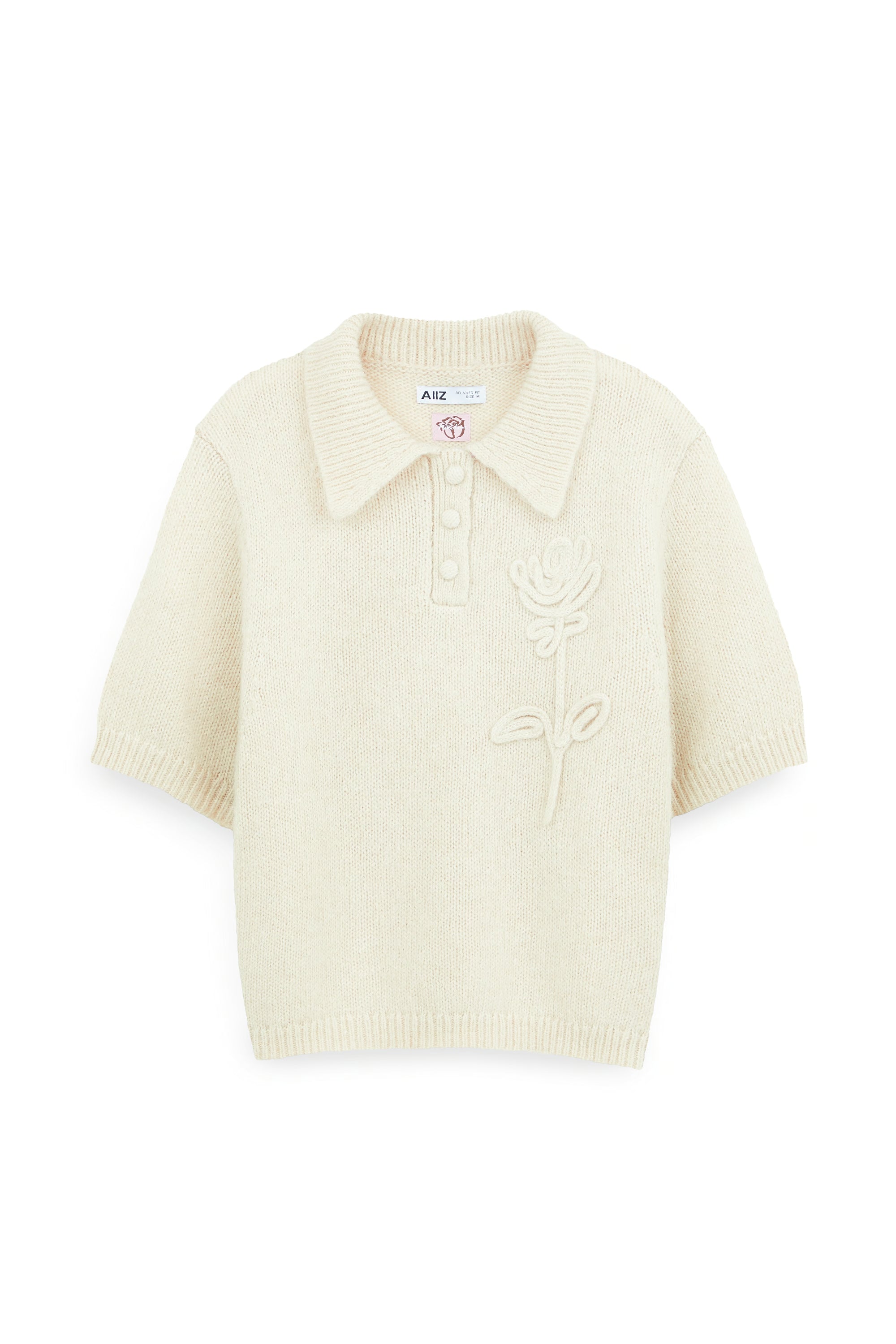 AIIZ Women's Fluffy Polo Shirt (Beige / S)